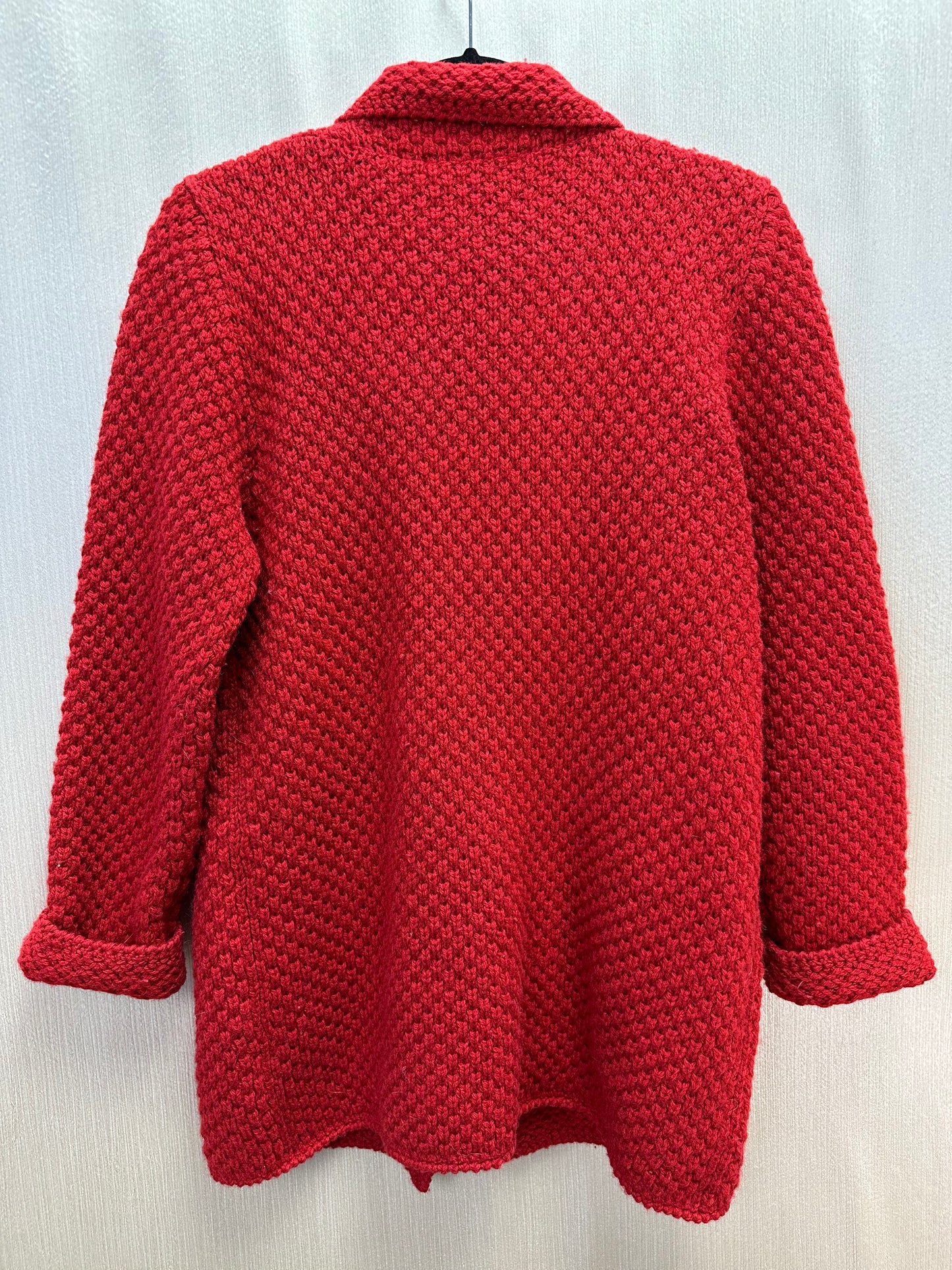 Vintage SUSAN BRISTOL red All Pure Wool Blazer Sweater Cardigan - M