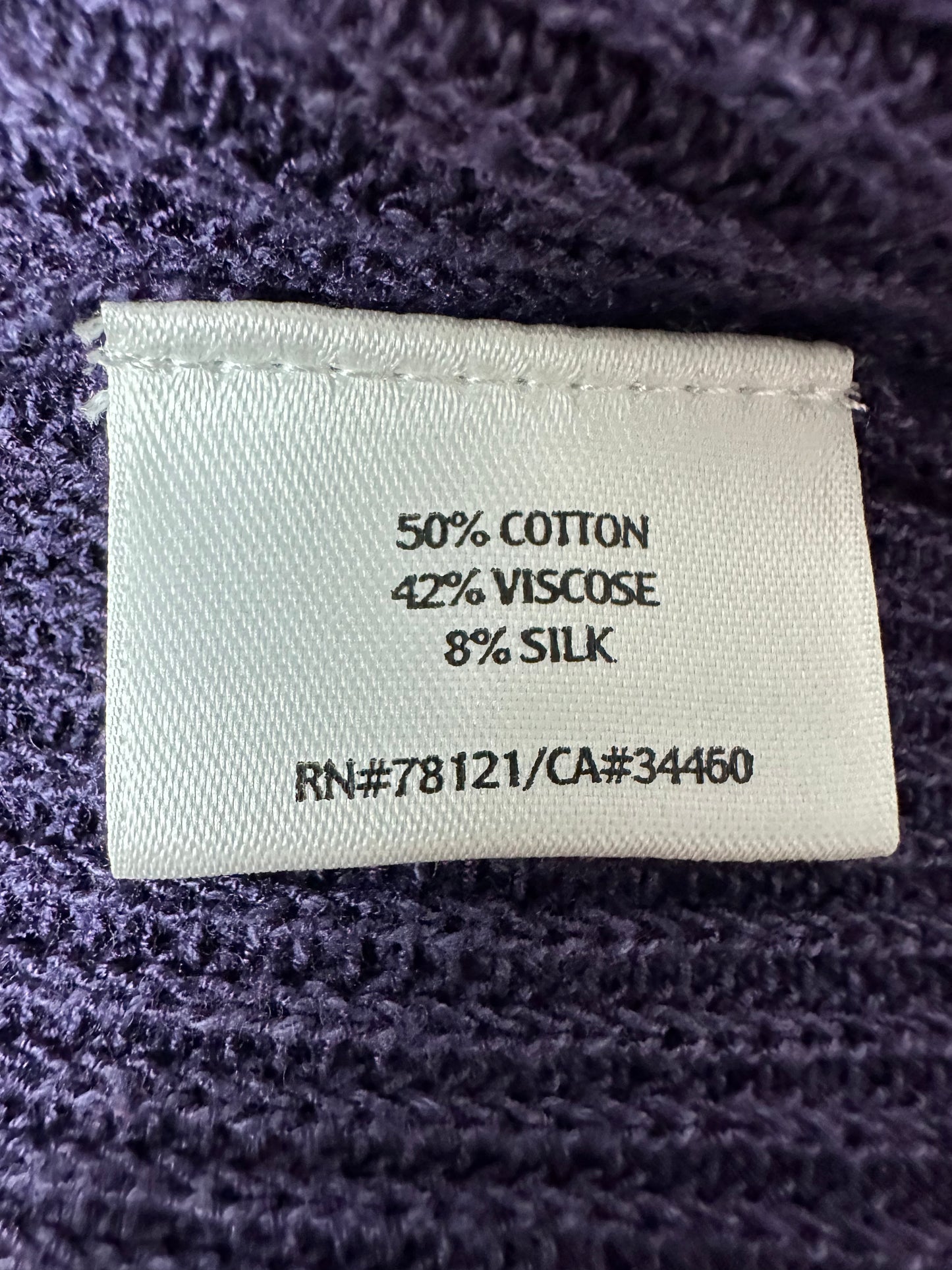 EILEEN FISHER purple Viscose Cotton Silk Blend Loose Weave Open Cardigan - M