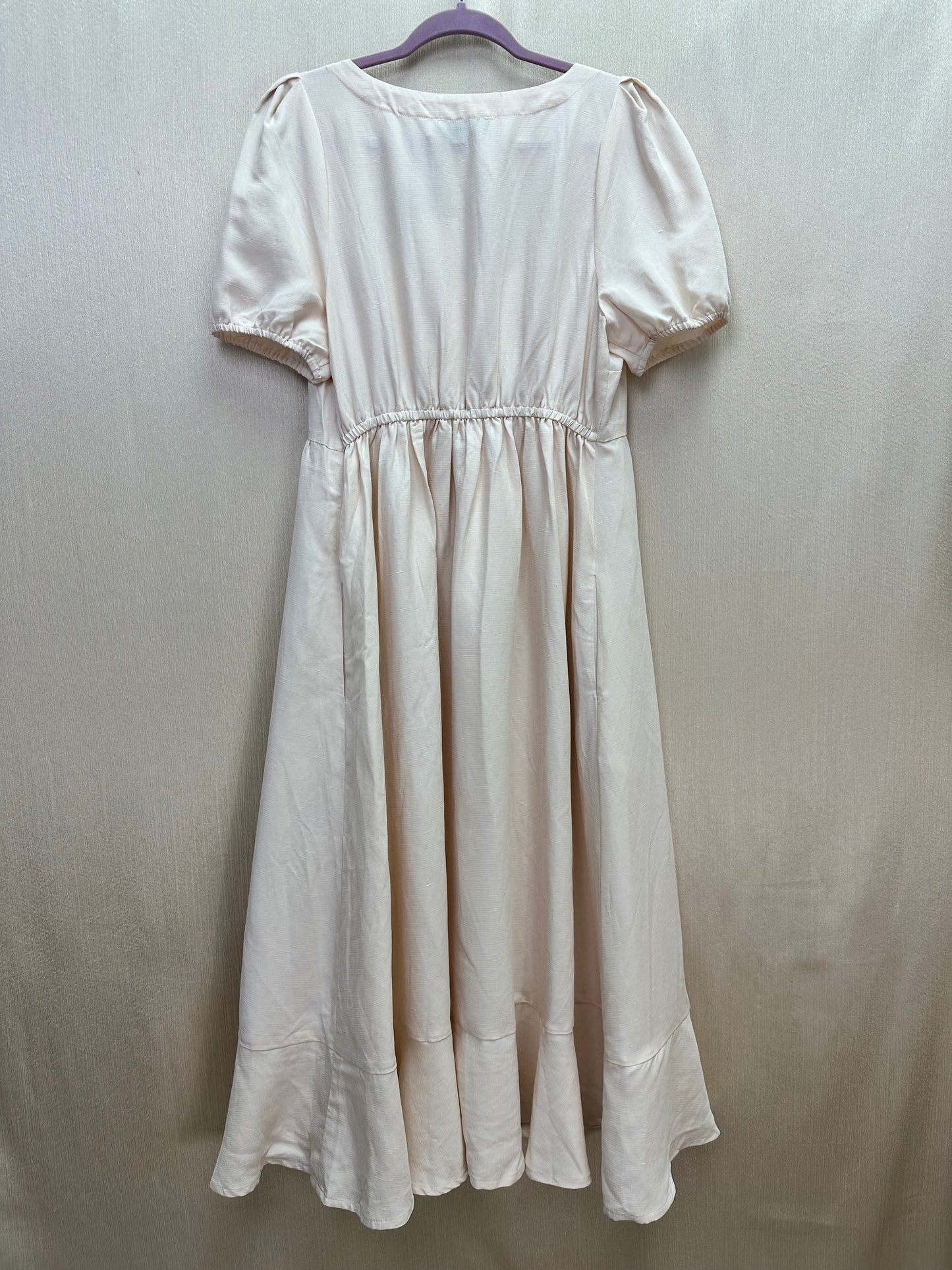 NWT - HATCH ivory Tencel Linen Blend Ruffle Hem Midi Maternity Tisha Dress - 3 | L