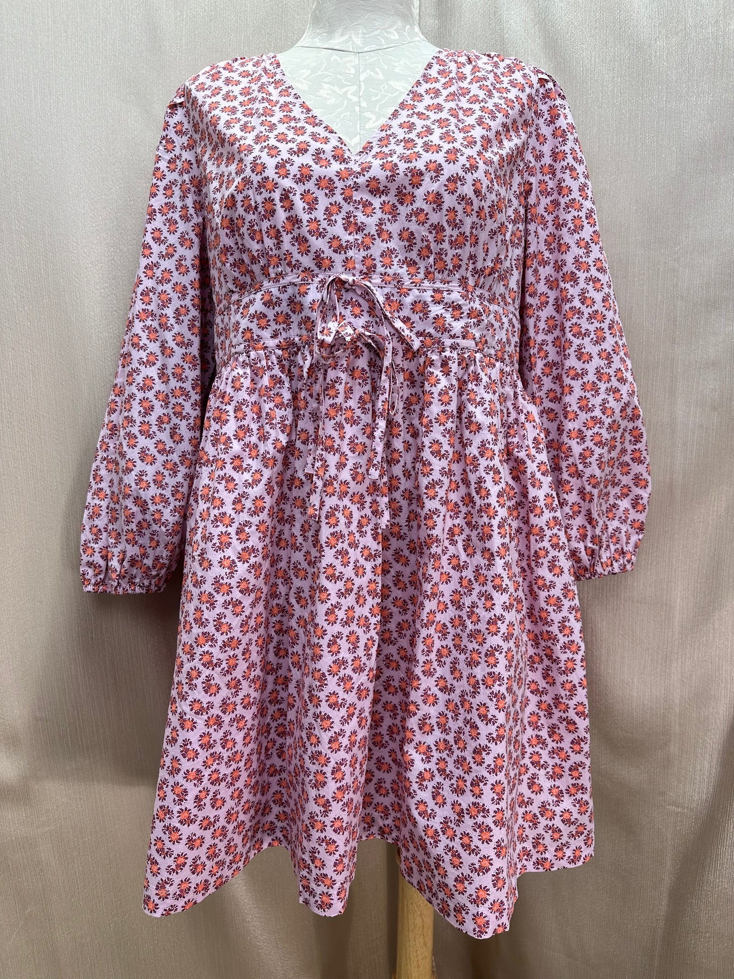 NWT - J CREW pink Floral Cotton Poplin V-Neck Puff Sleeve Gretchen Dress - 18