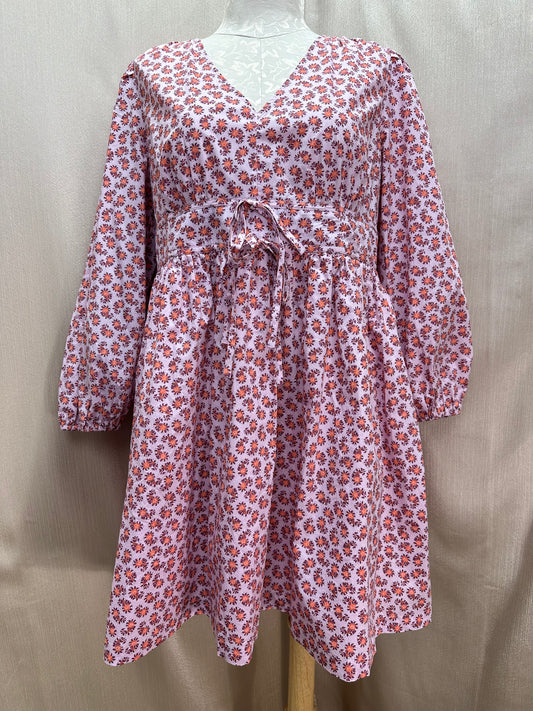 NWT - J CREW pink Floral Cotton Poplin V-Neck Puff Sleeve Gretchen Dress - 18