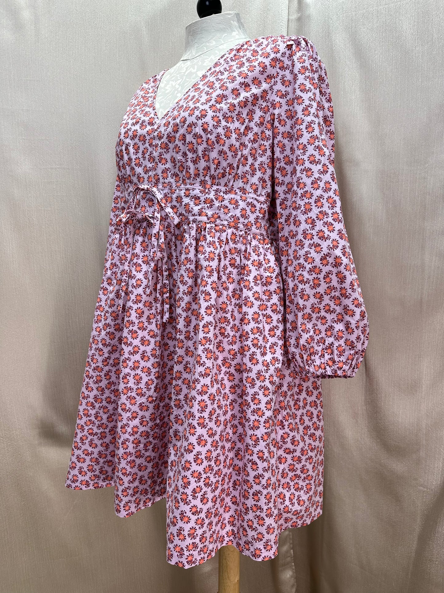 NWT - J CREW pink Floral Cotton Poplin V-Neck Puff Sleeve Gretchen Dress - 18