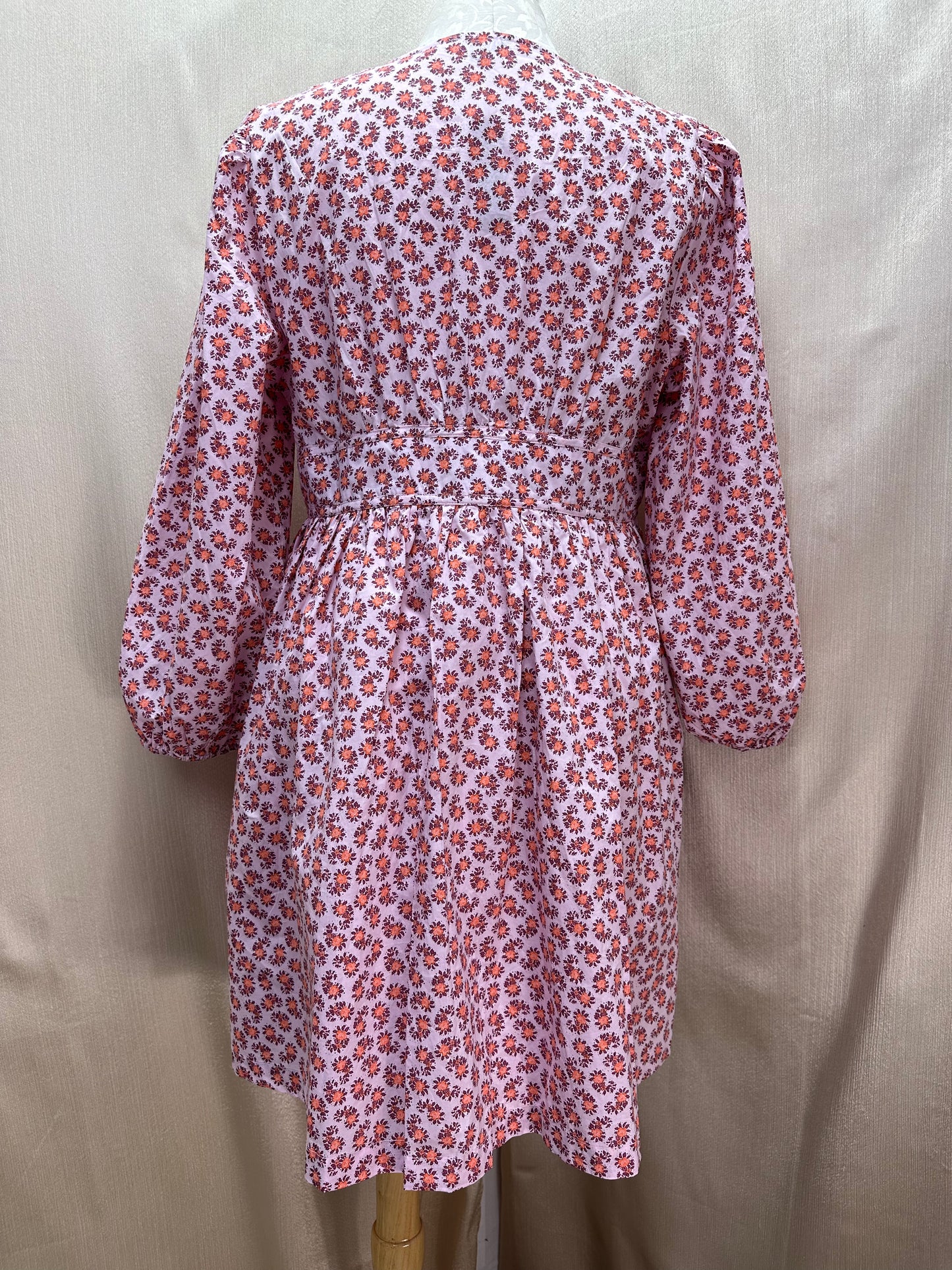 NWT - J CREW pink Floral Cotton Poplin V-Neck Puff Sleeve Gretchen Dress - 18