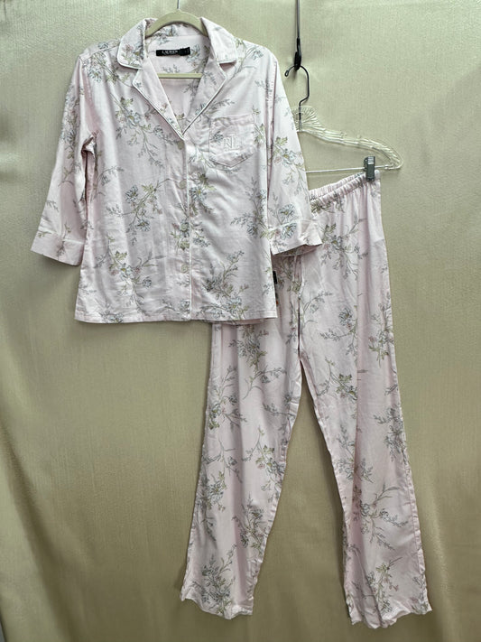 NWT - LAUREN RALPH LAUREN pink Floral Cotton Viscose Sateen Pajama Set - S