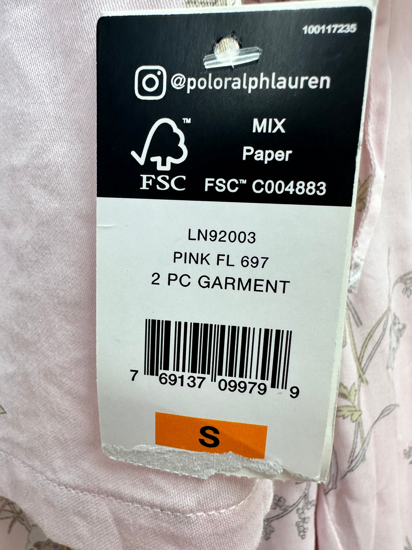 NWT - LAUREN RALPH LAUREN pink Floral Cotton Viscose Sateen Pajama Set - S