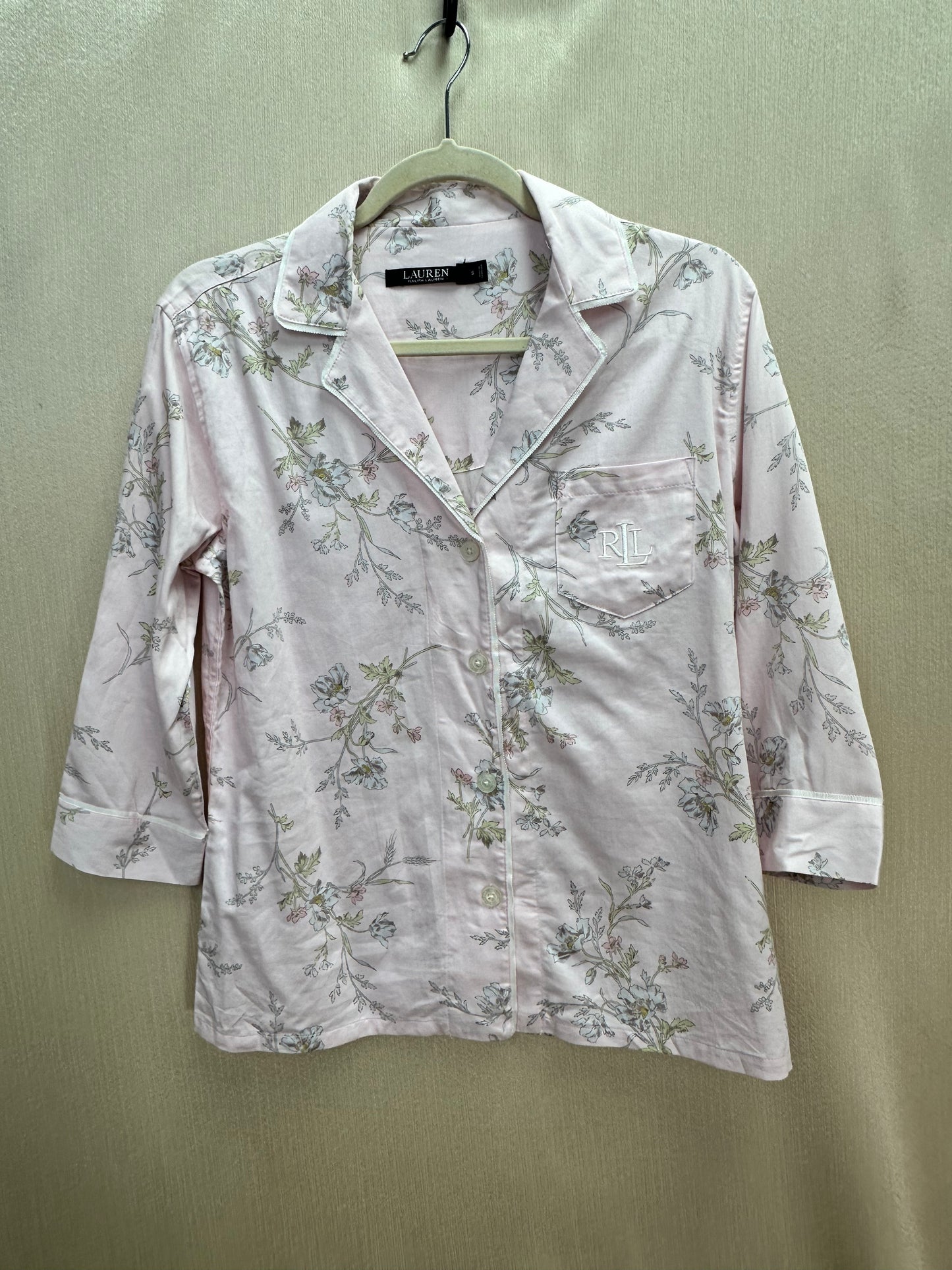NWT - LAUREN RALPH LAUREN pink Floral Cotton Viscose Sateen Pajama Set - S