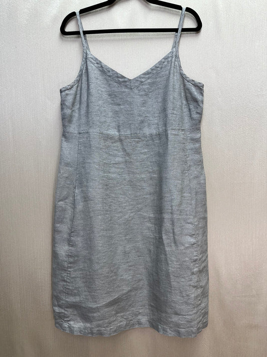 EILEEN FISHER smoke gray 96% Linen Shimmer Knee Length Cami Dress - M