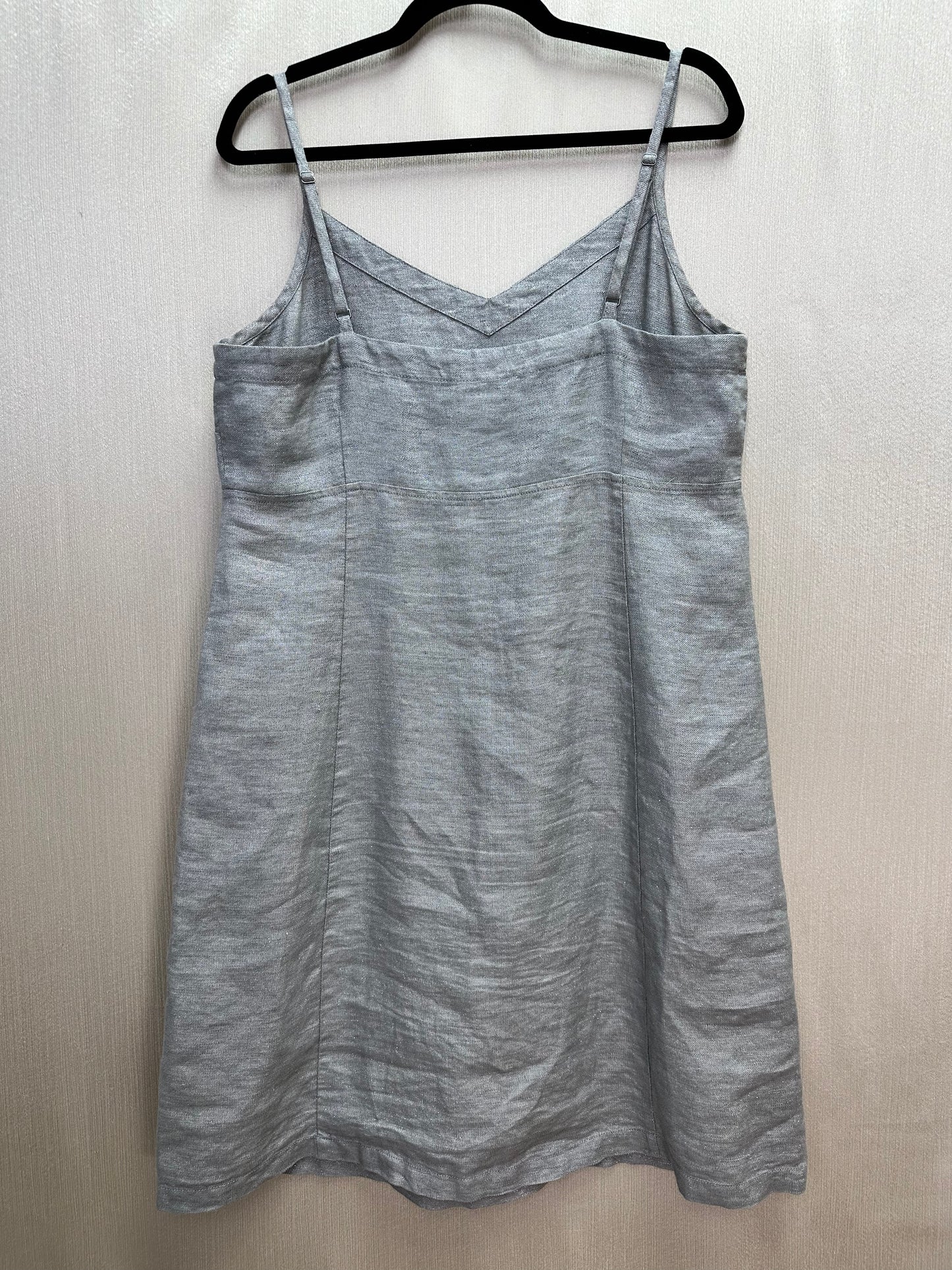 EILEEN FISHER smoke gray 96% Linen Shimmer Knee Length Cami Dress - M