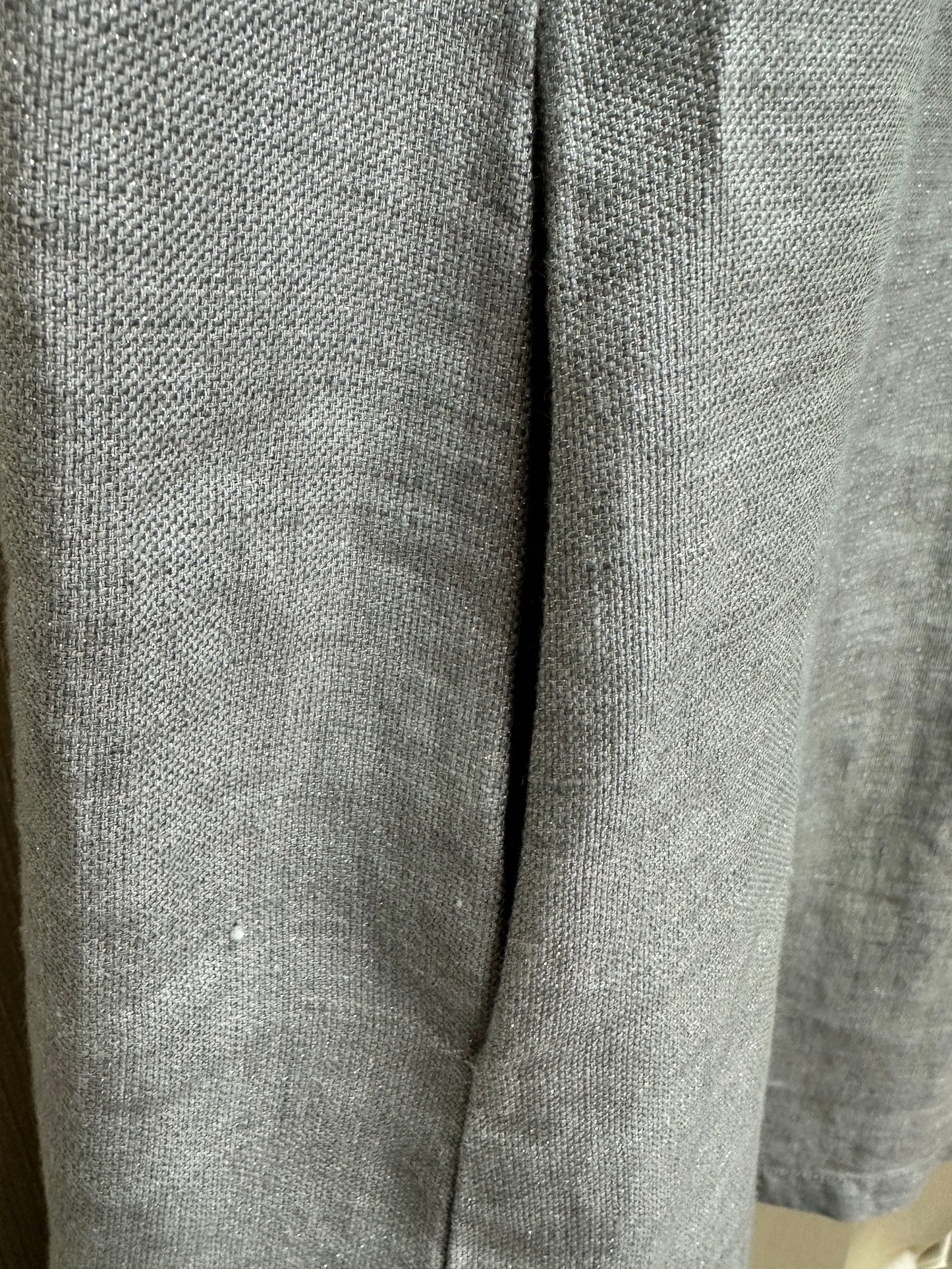EILEEN FISHER smoke gray 96% Linen Shimmer Knee Length Cami Dress - M