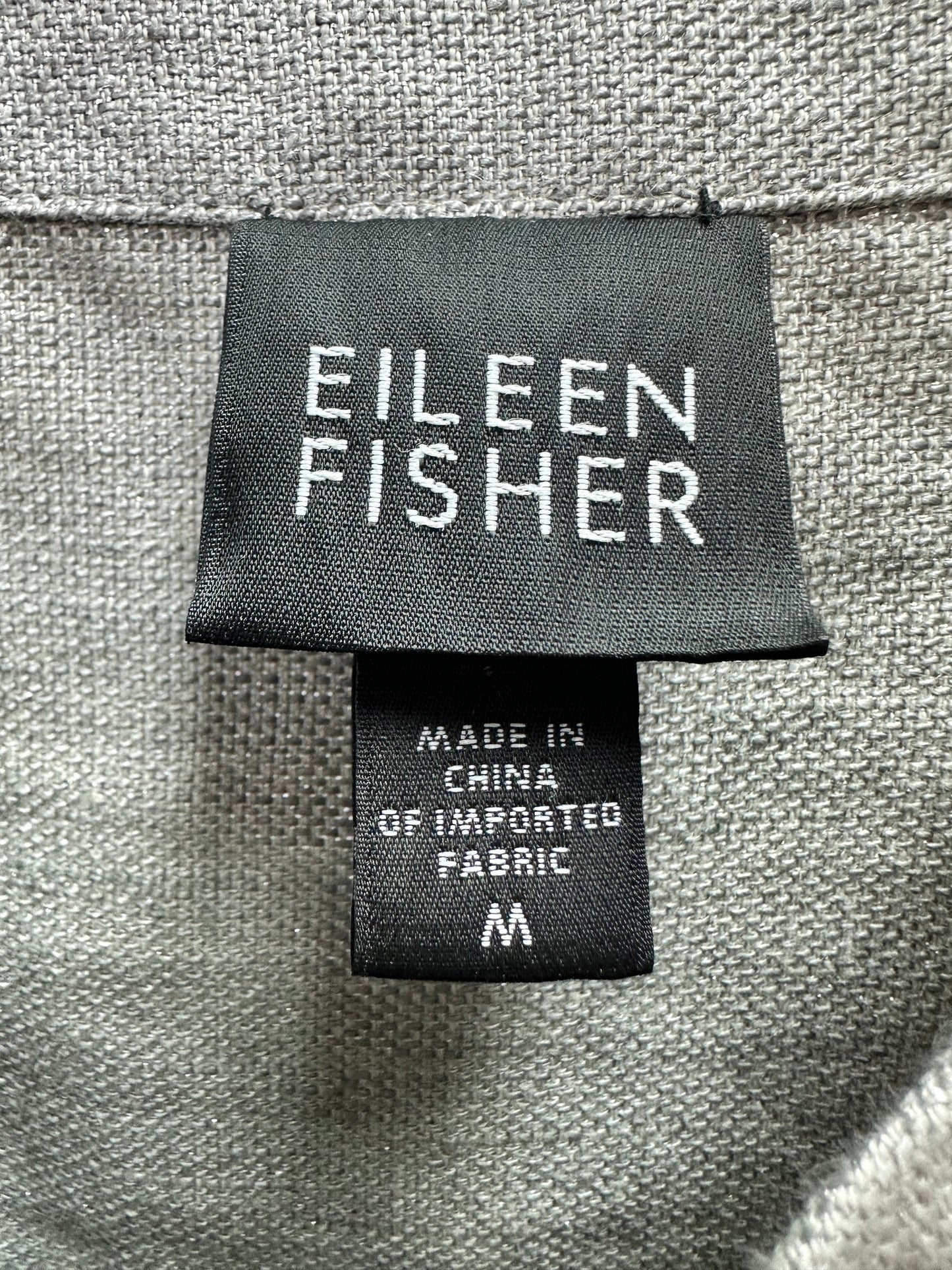 EILEEN FISHER smoke gray 96% Linen Shimmer Knee Length Cami Dress - M