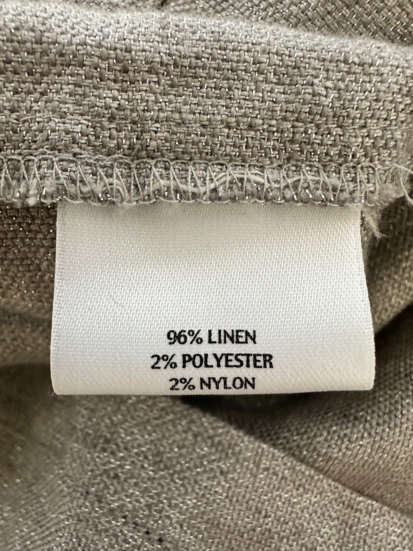 EILEEN FISHER smoke gray 96% Linen Shimmer Knee Length Cami Dress - M