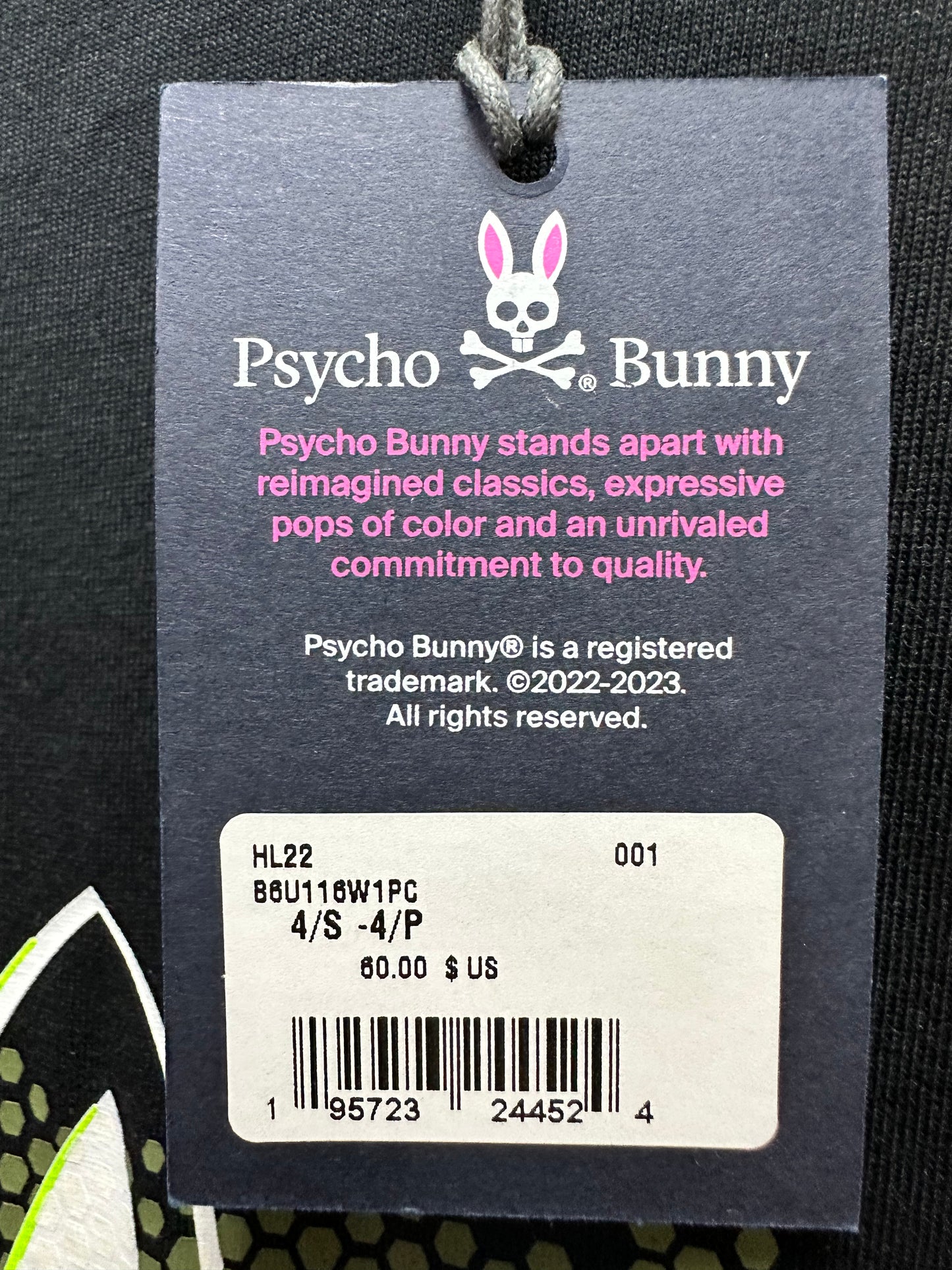 NWT - PSYCHO BUNNY black green Pima Cotton Rockaway Graphic T-Shirt - 4 | S