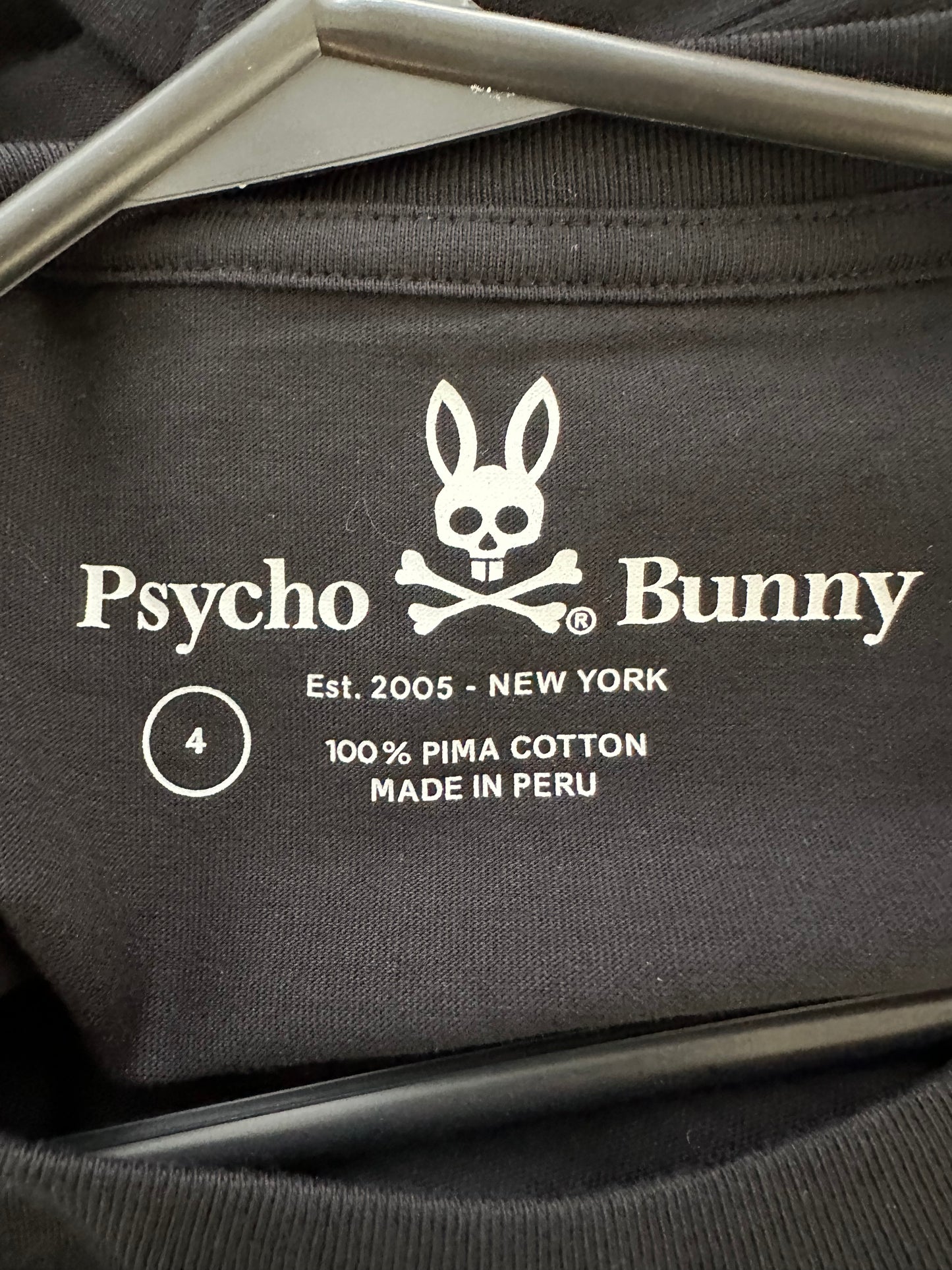 NWT - PSYCHO BUNNY black green Pima Cotton Rockaway Graphic T-Shirt - 4 | S