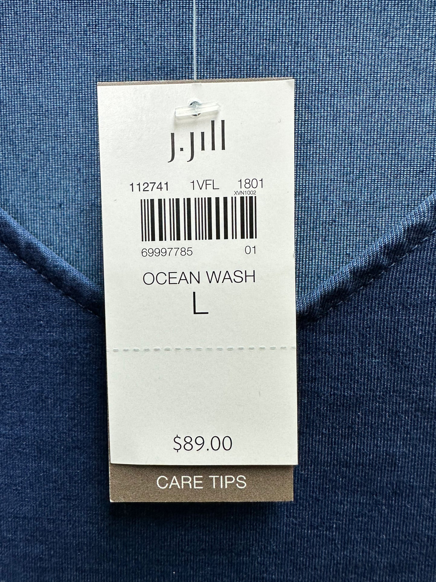 NWT - PURE J JILL blue Indigo Lyocell Blend Long Sleeve V-Neck Tunic Dress - L