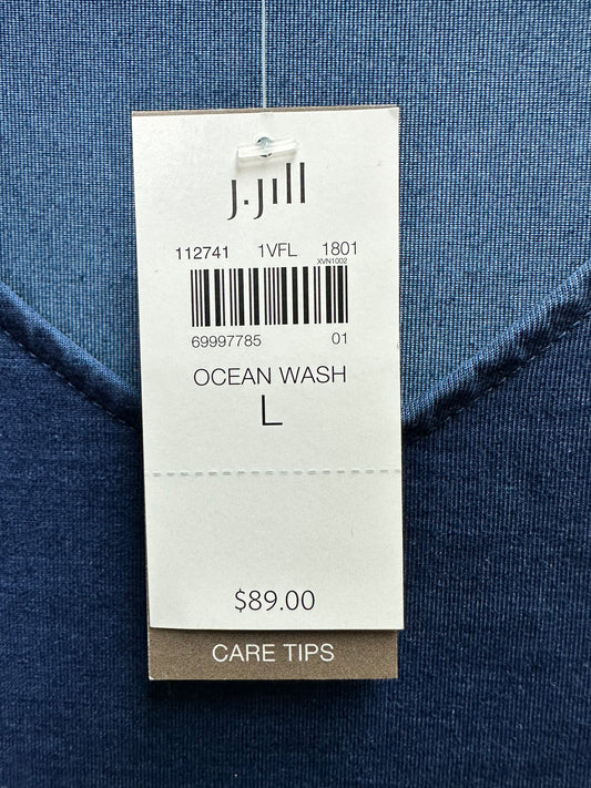NWT - PURE J JILL blue Indigo Lyocell Blend Long Sleeve V-Neck Tunic Dress - L
