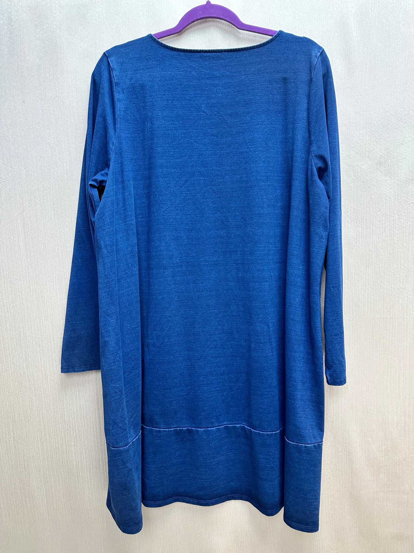 NWT - PURE J JILL blue Indigo Lyocell Blend Long Sleeve V-Neck Tunic Dress - L