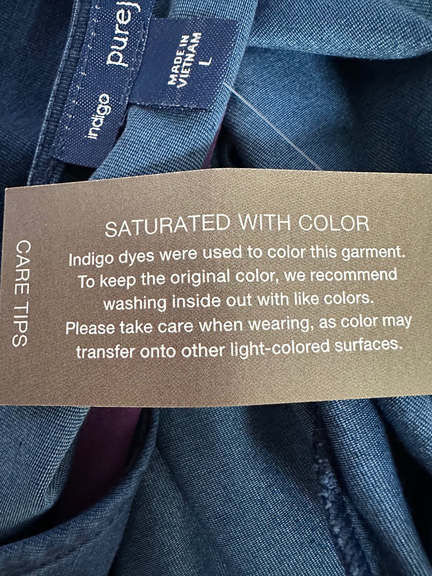 NWT - PURE J JILL blue Indigo Lyocell Blend Long Sleeve V-Neck Tunic Dress - L