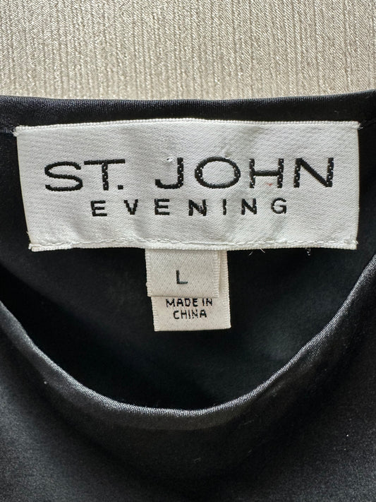 ST. JOHN EVENING black 95% Silk Cami Sleeveless Blouse Tank Shell Top - L