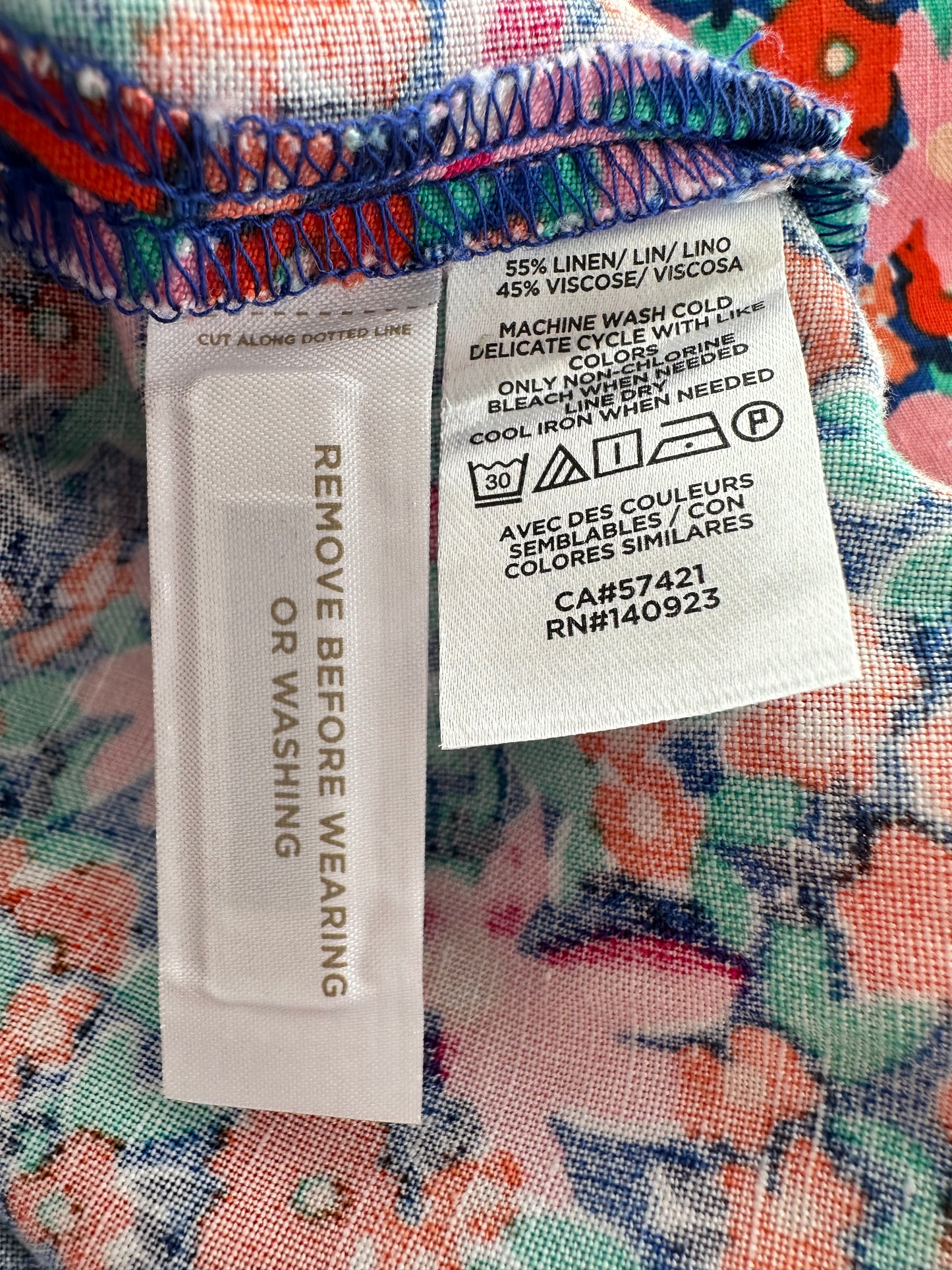 NWT- LOFT pink blue orange Floral Linen Viscose Blend Slit Midi Skirt - 8