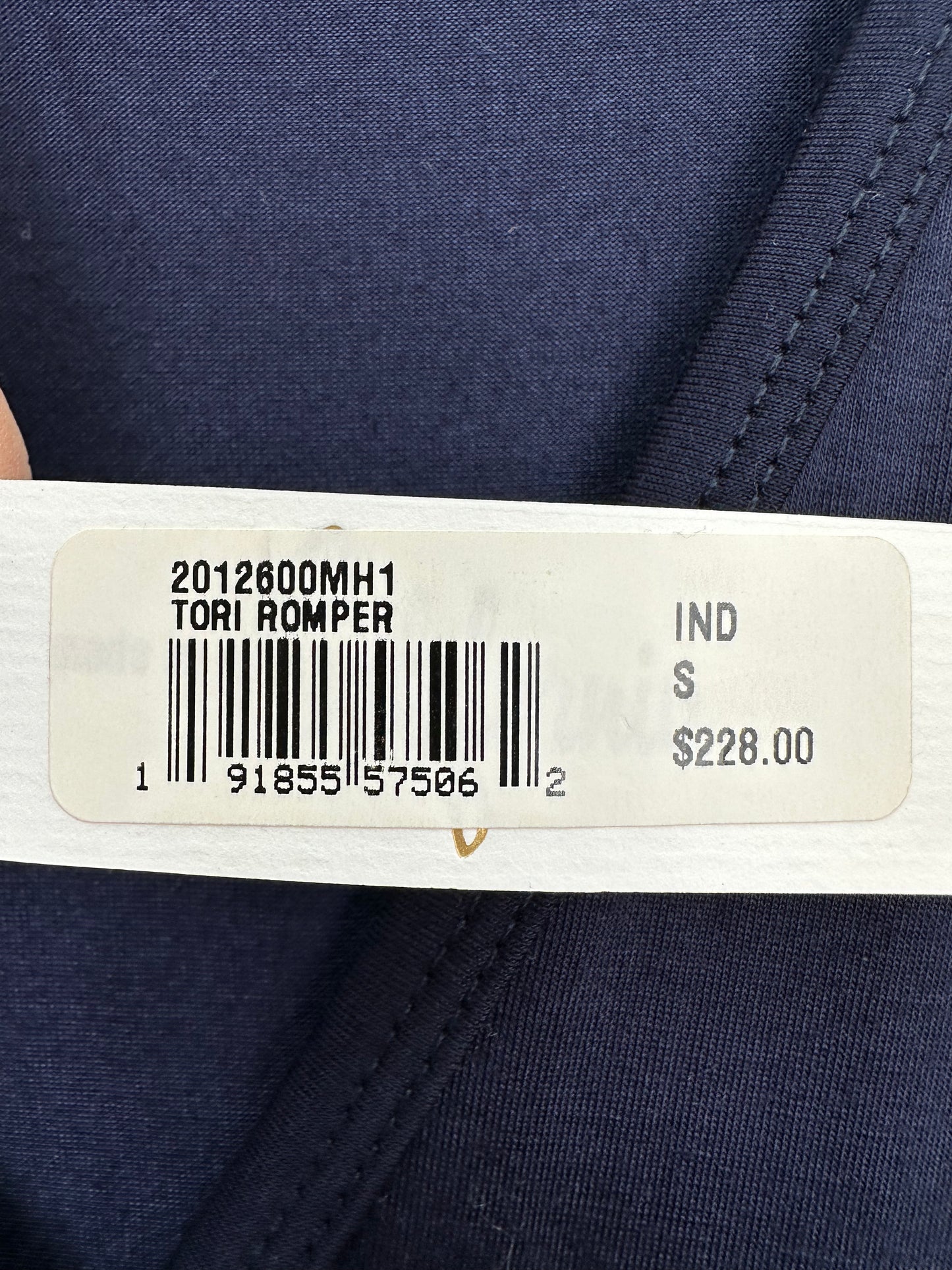 NWT - TRINA TURK navy blue Viscose Faux Wrap Dolman Sleeve Tori Romper - S