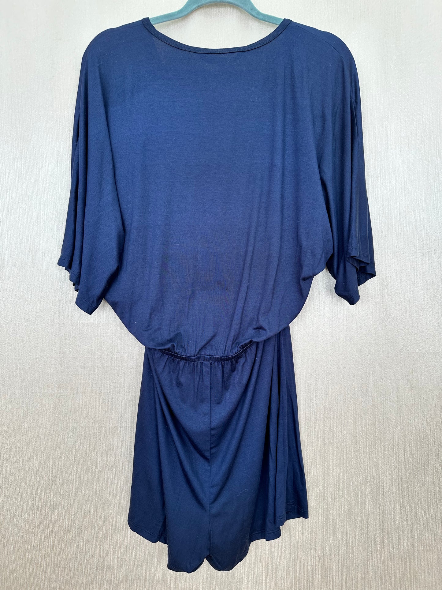 NWT - TRINA TURK navy blue Viscose Faux Wrap Dolman Sleeve Tori Romper - S
