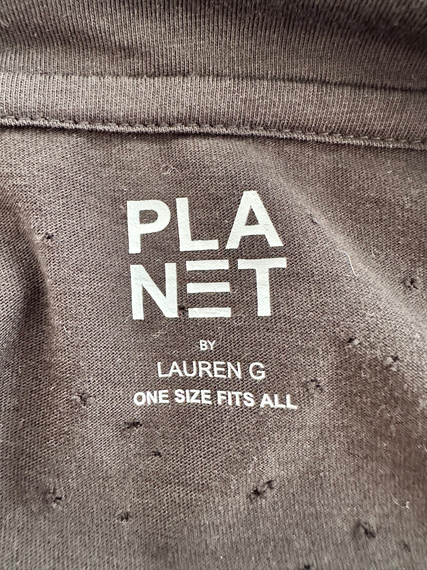 PLANET LAUREN G black Pima Cotton Distressed Perforated Top - One Size