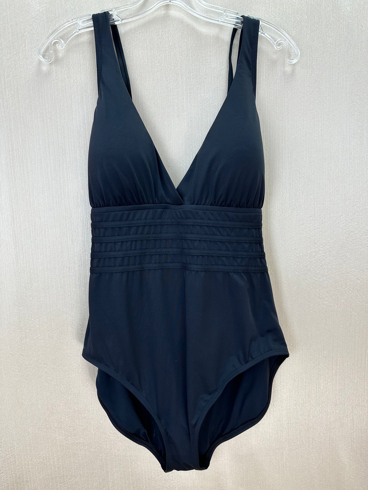 NWT - LA BLANCA black Island Goddess Multi-Strap Cross-Back Swimsuit - 16