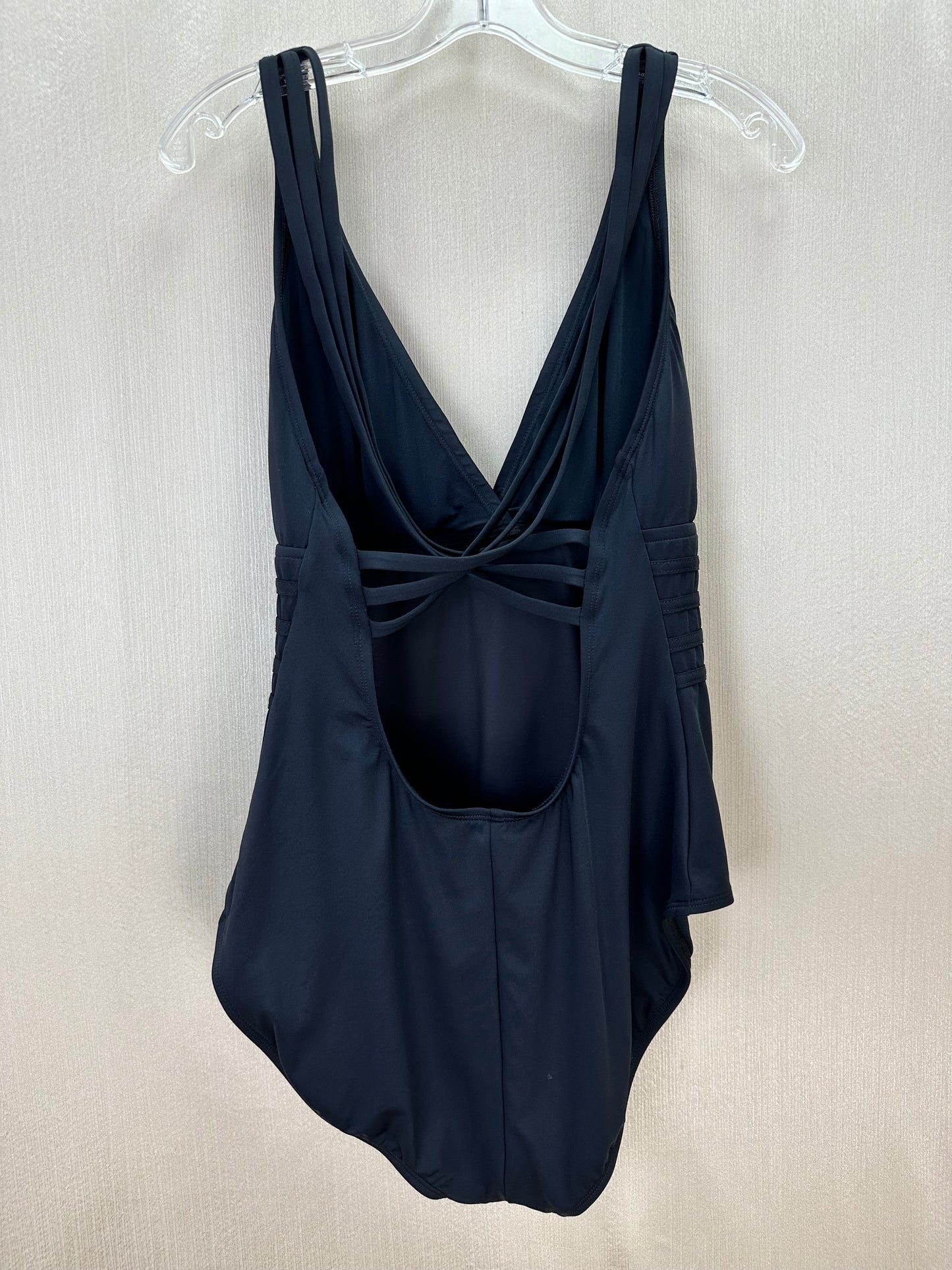 NWT - LA BLANCA black Island Goddess Multi-Strap Cross-Back Swimsuit - 16