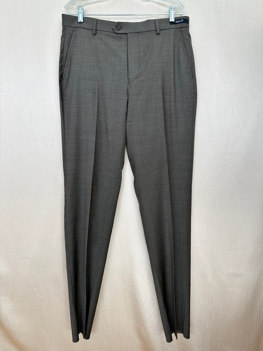NWT - JOS A BANK brown Flat Front Open UNHEMMED Traveler 37.5 Pants - 35R