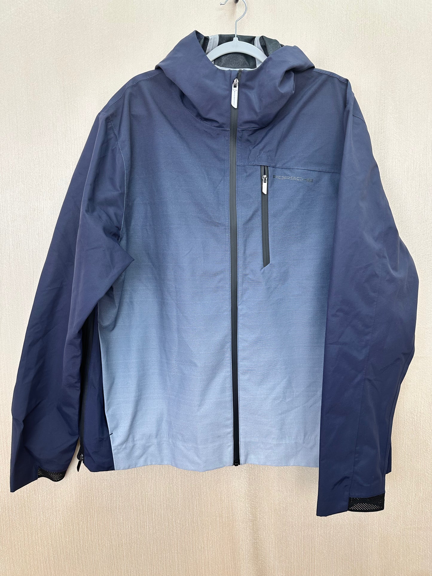 PORSCHE navy blue Ombre Turbo Collection Unisex Rain Jacket - US XXL