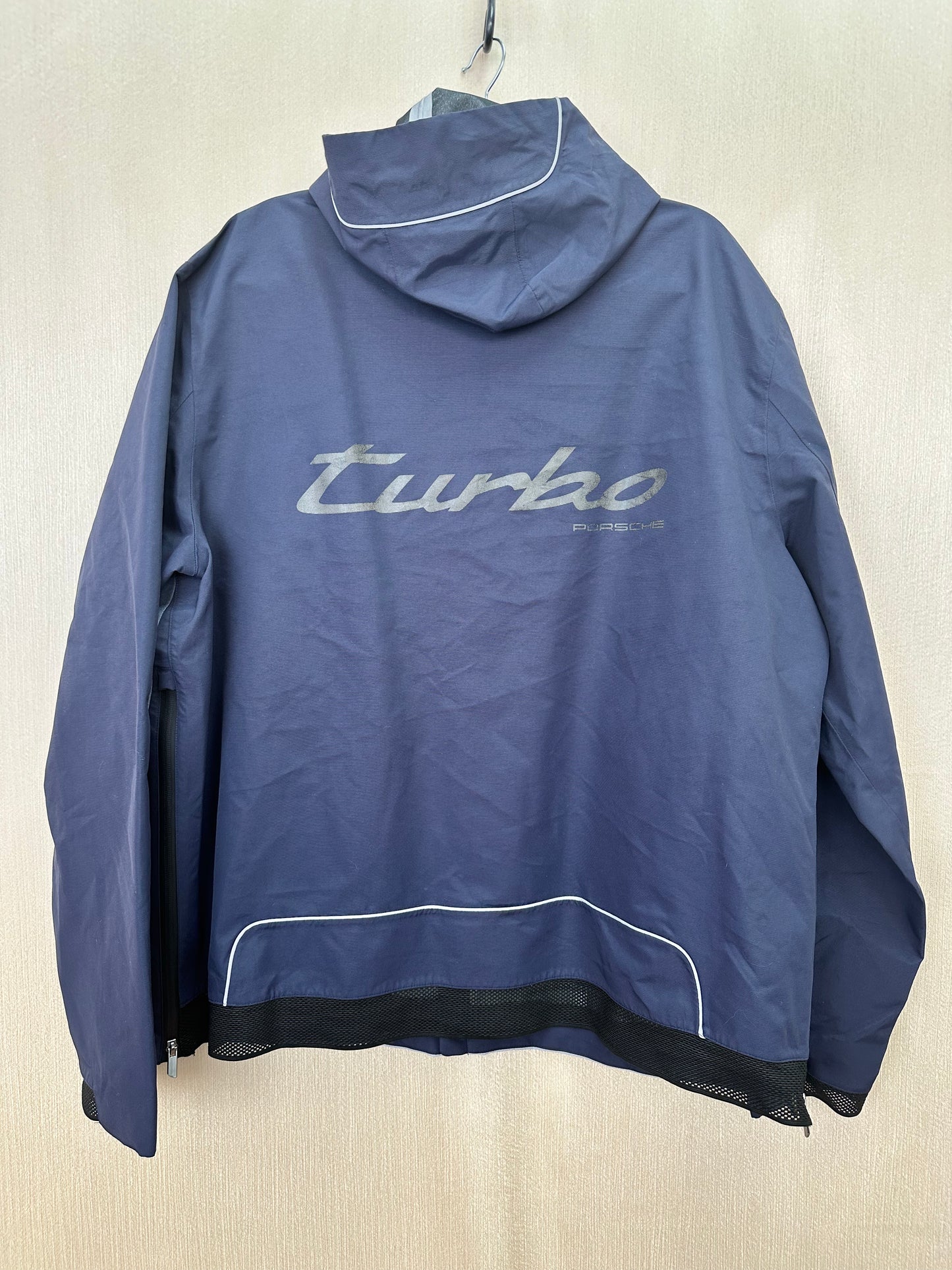 PORSCHE navy blue Ombre Turbo Collection Unisex Rain Jacket - US XXL