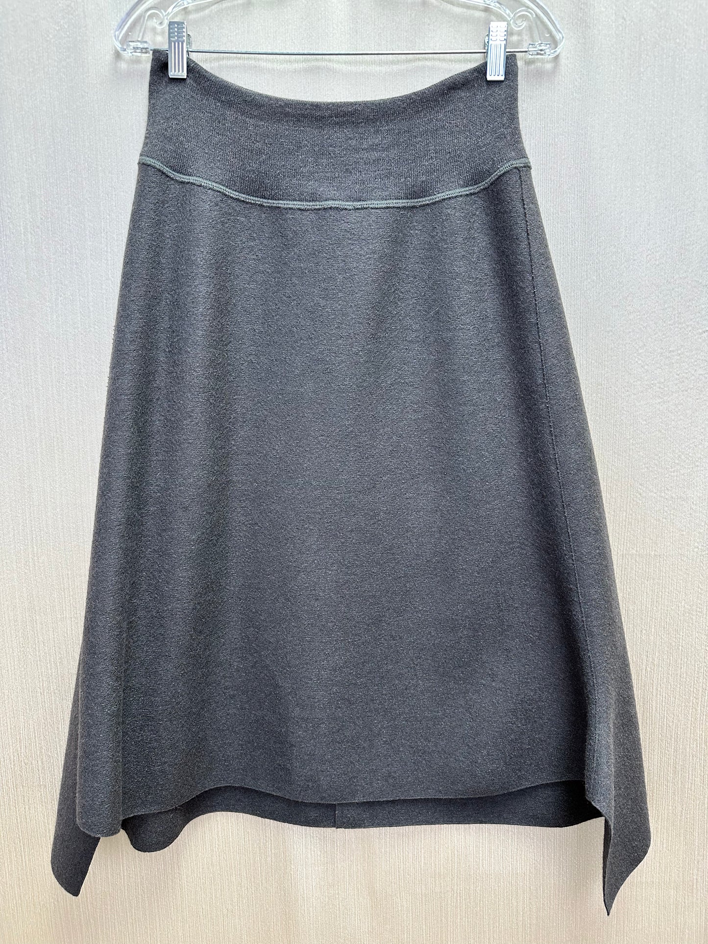 BEYOND THREADS brown Felted Alpaca Wool A-Line Midi Skirt - S