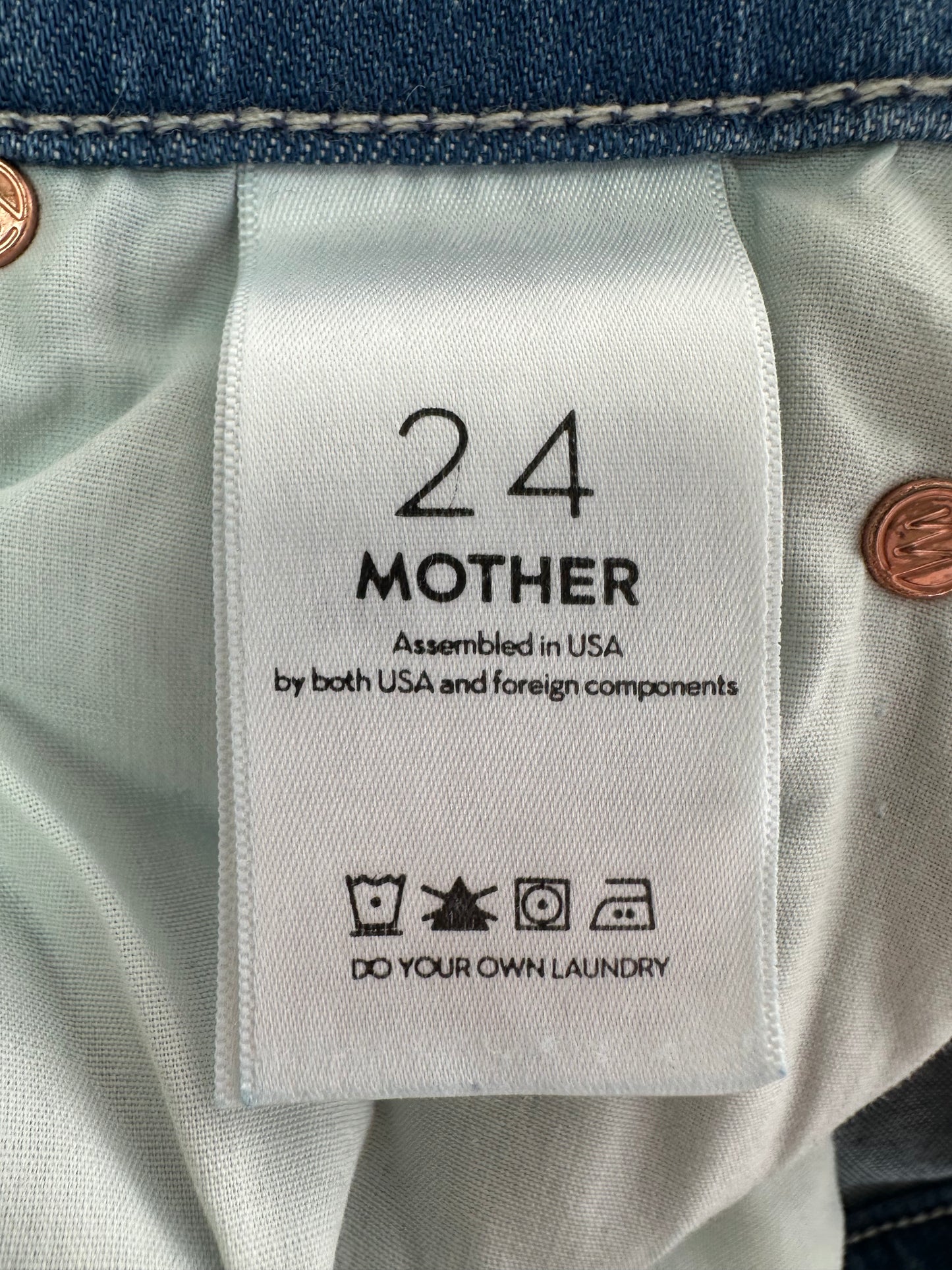 MOTHER Wet My Pants Cherry Picking Embroidered Mid Rise Dazzler Ankle Jeans - 24