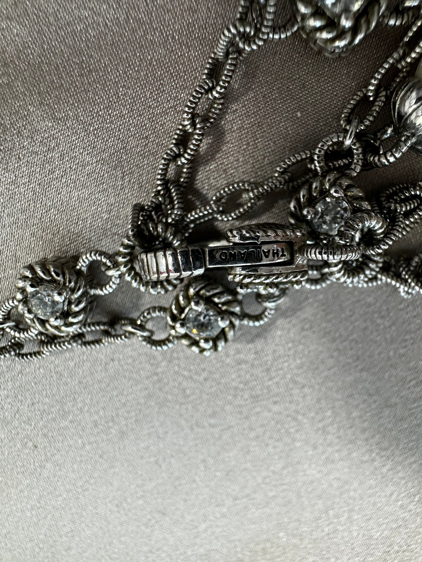 JUDITH RIPKA 925 Sterling Silver Chain Link Pearl CZ Cubic Zirconia Necklace - 21.75"