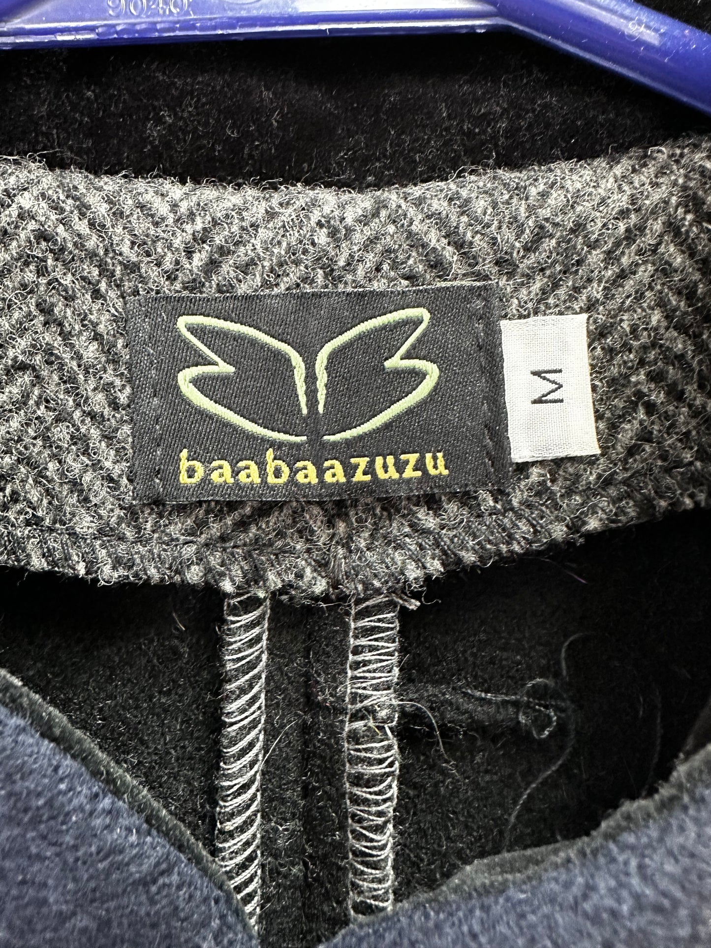 BAABAAZUZU blue brown Wool Upcycled Sweater Mandarin Patchwork Jacket - M | 6-8