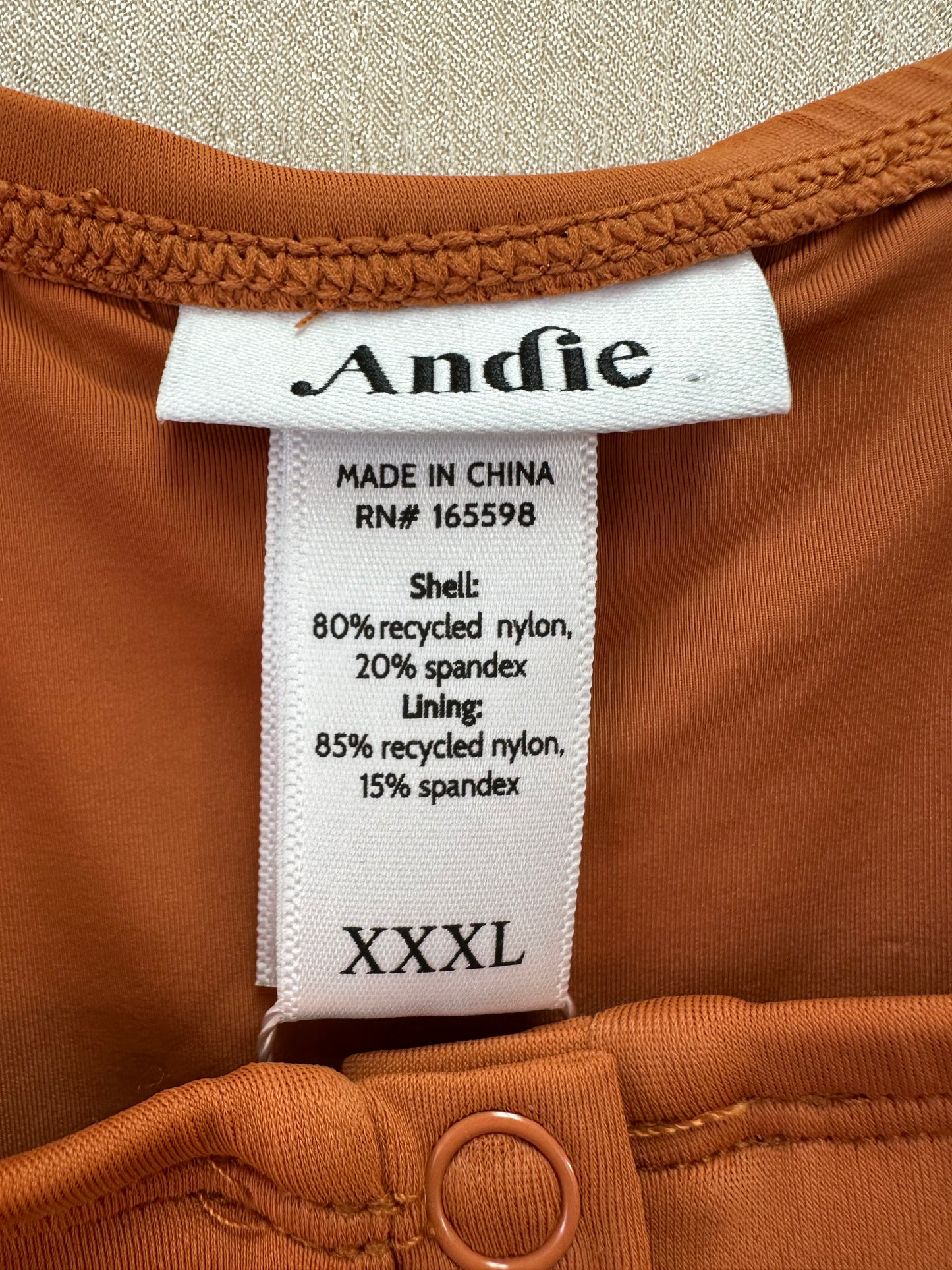 NWT - ANDIE rust orange Snap Front The Malibu One Piece Swimsuit - XXXL