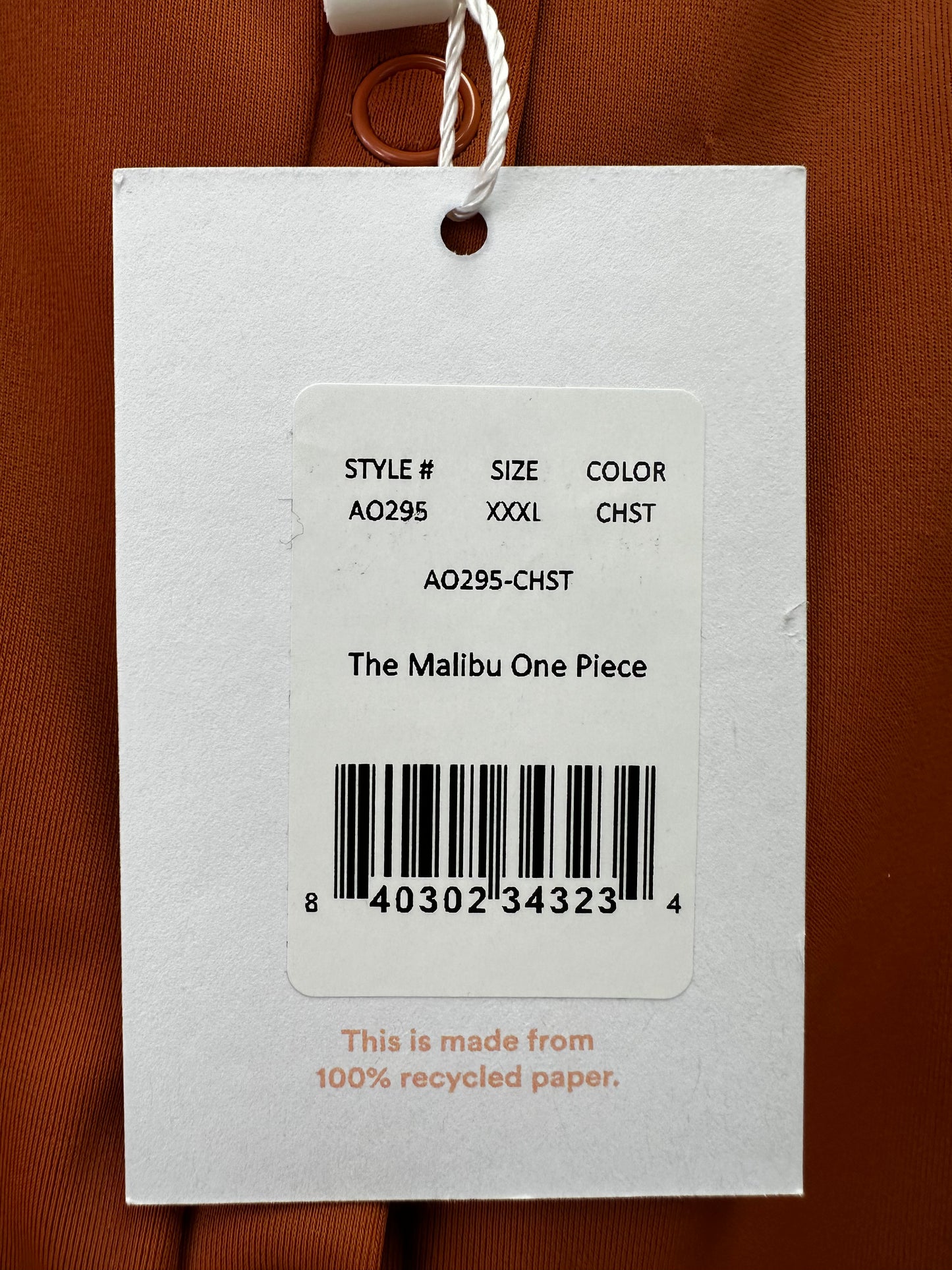 NWT - ANDIE rust orange Snap Front The Malibu One Piece Swimsuit - XXXL