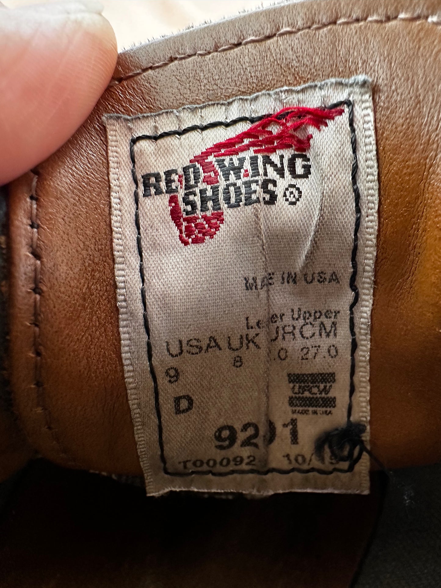 RED WING Black Leather 9201 Garage Man Shoes - US 9 D