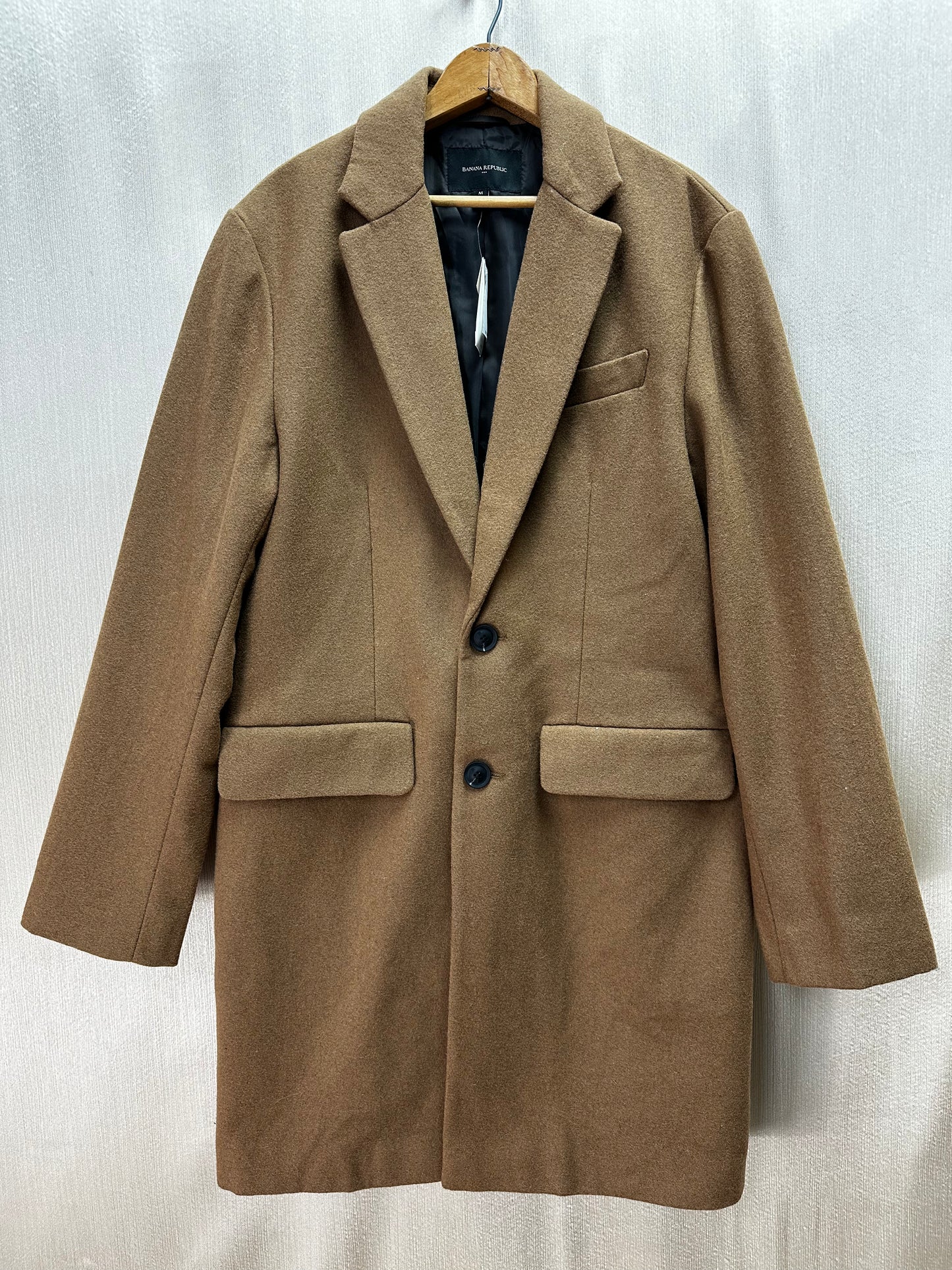 NWT - BANANA REPUBLIC camel brown Wool Blend Long Topcoat Overcoat - M
