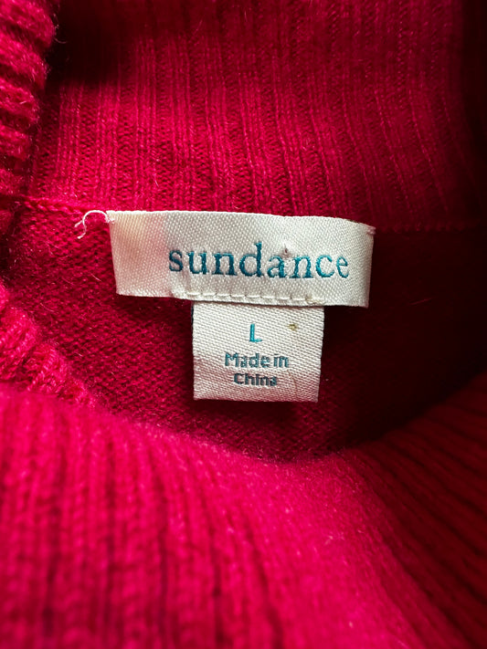SUNDANCE berry pink 100% Cashmere Envelope Neck Sweater - L