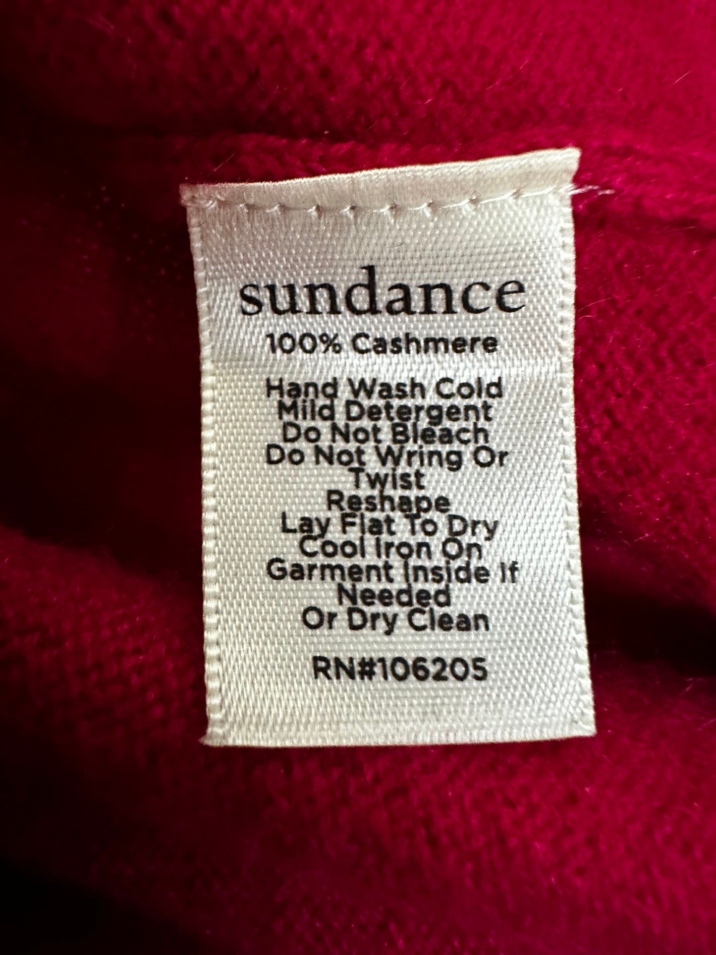 SUNDANCE berry pink 100% Cashmere Envelope Neck Sweater - L
