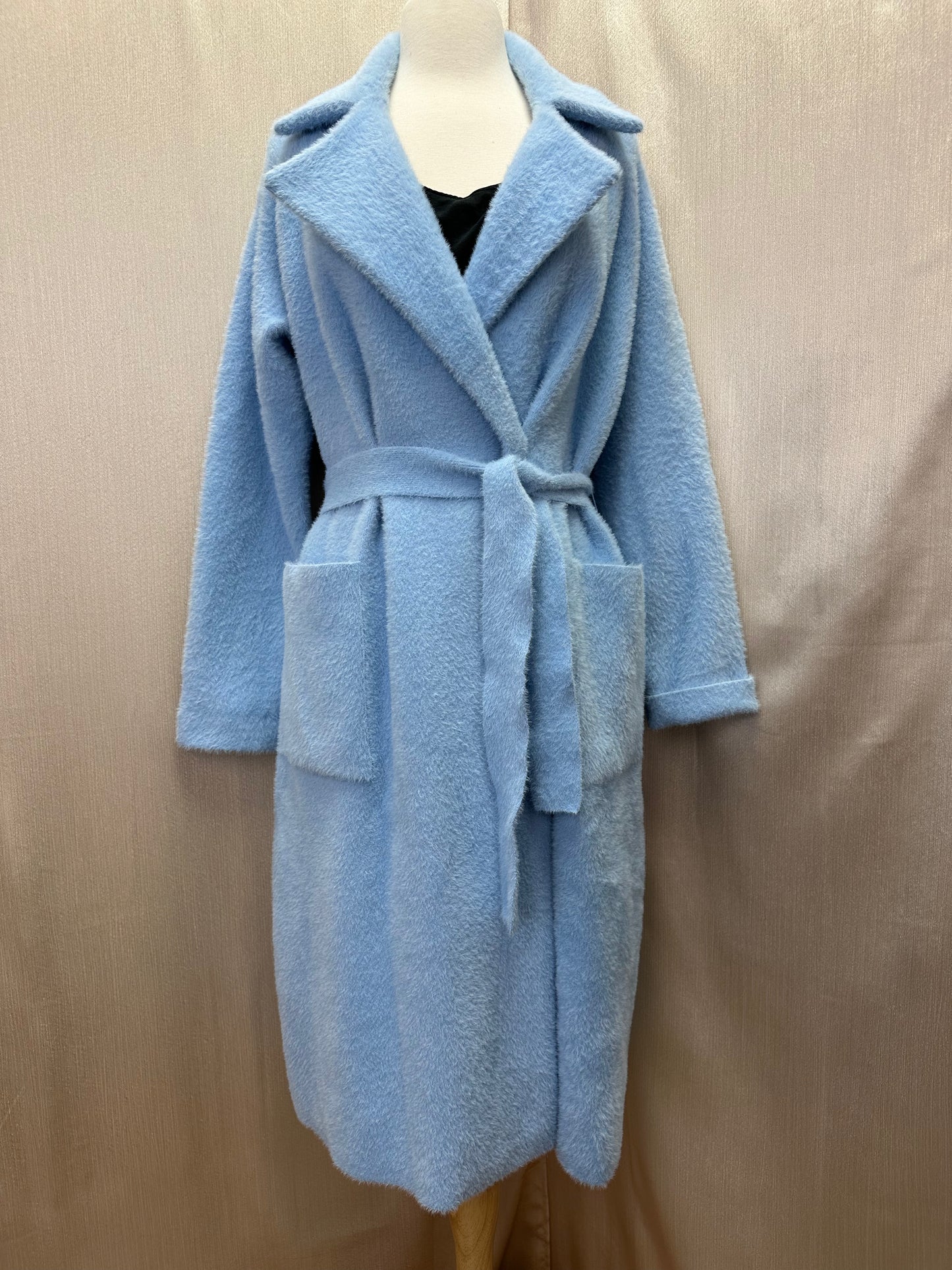 NWT - ETCETERA light blue Blizzard Brushed Yarn Sweater Coat - S