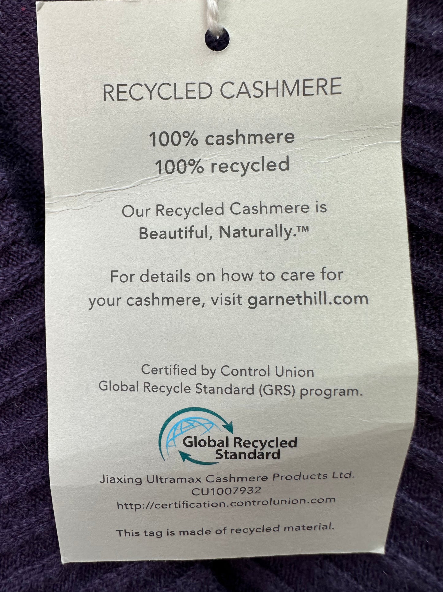 NWT - GARNET HILL purple Recycled Cashmere Drop Shoulder V-Neck Sweater - M