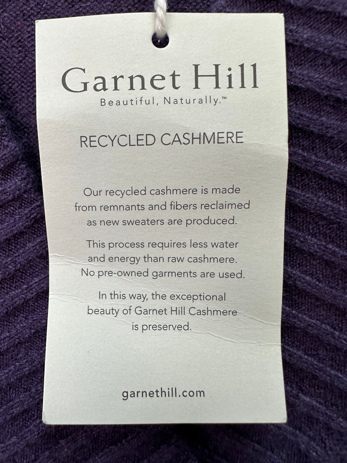 NWT - GARNET HILL purple Recycled Cashmere Drop Shoulder V-Neck Sweater - M