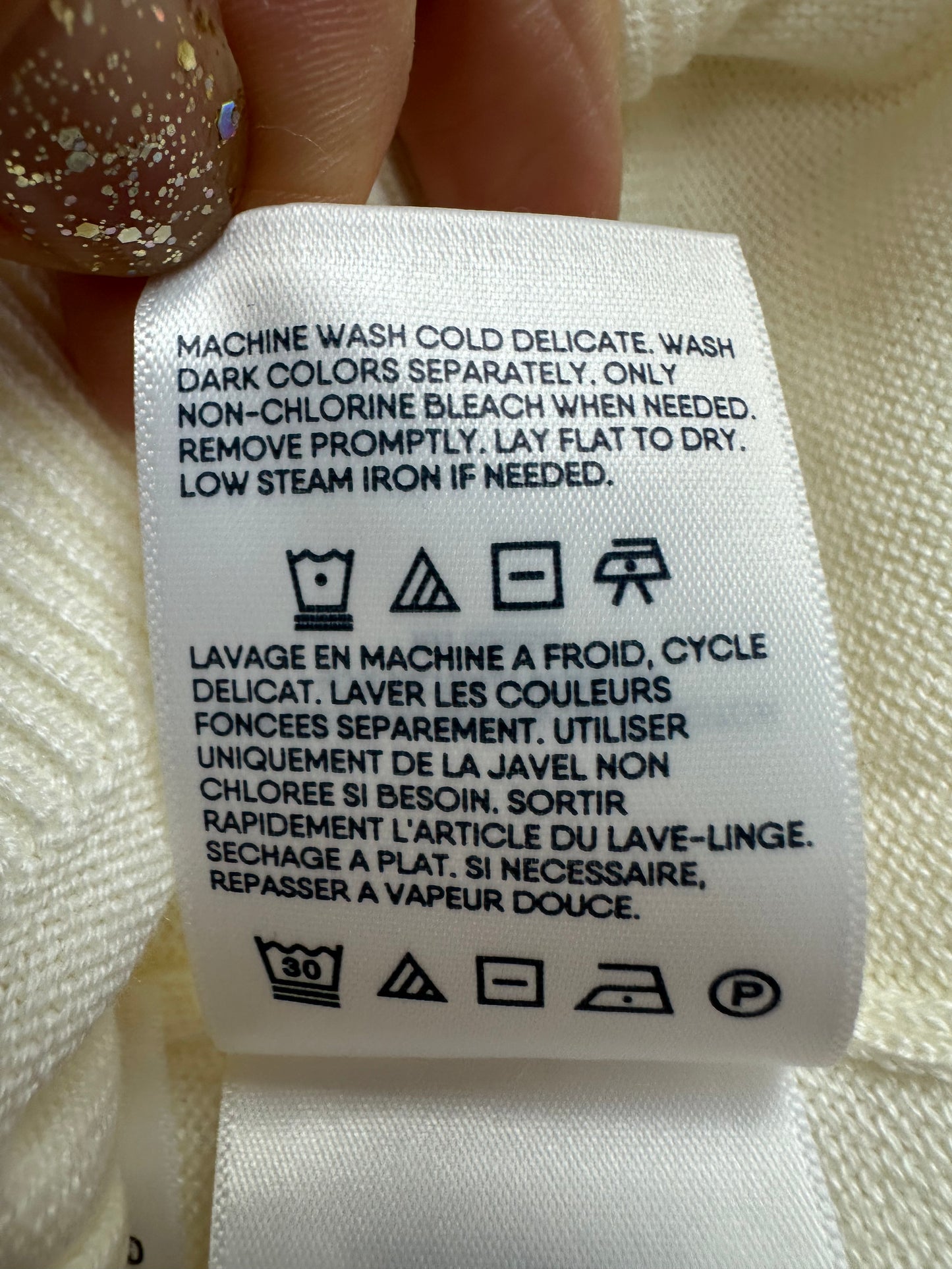 NIP - LANDS END ivory cream Cotton Modal Blend LS Button Cardigan - S | 6-8