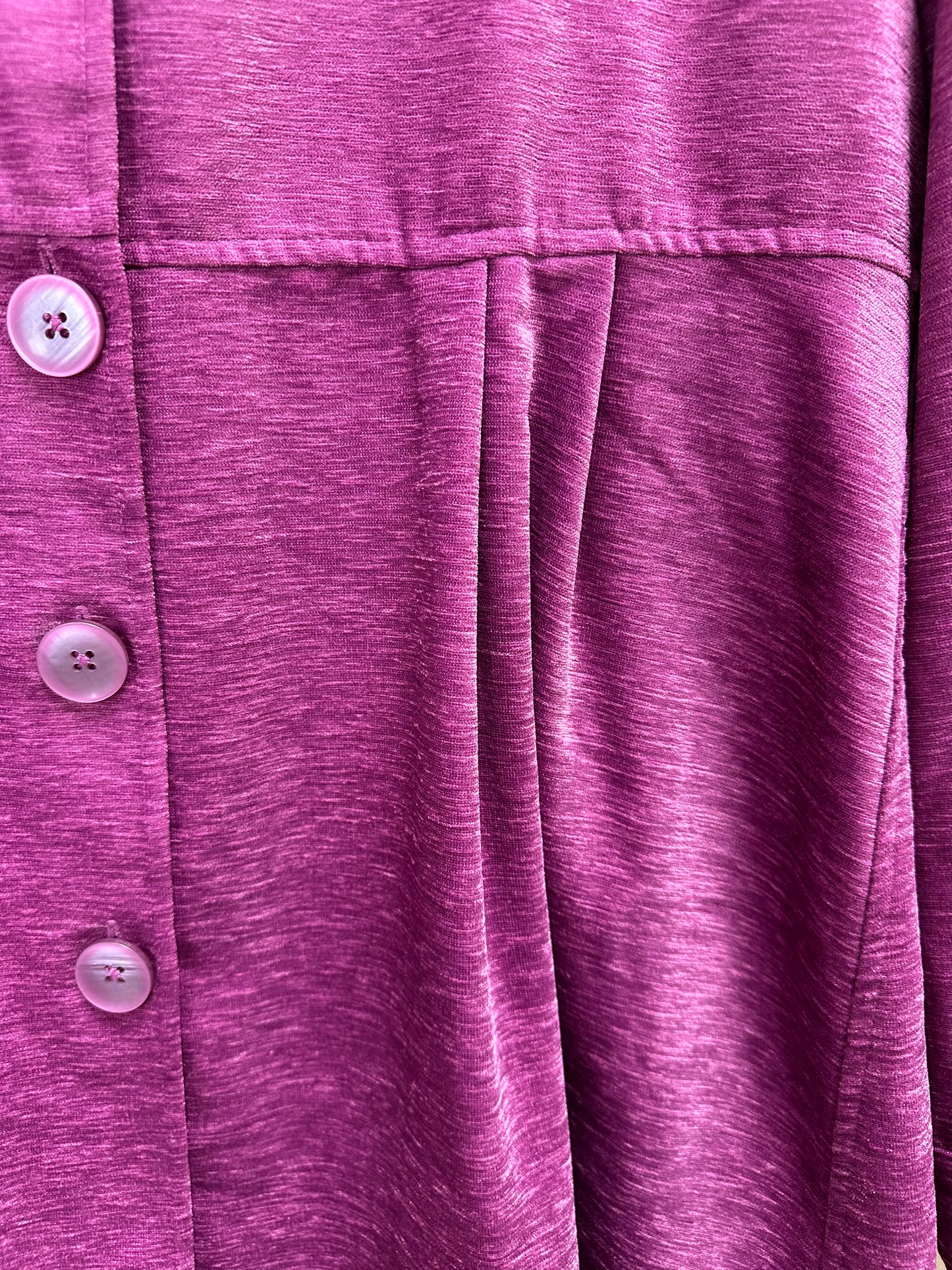 NWT - SOFT SURROUNDINGS fuchsia pink Velvet Chenille Pleated Fiona Shirt - L