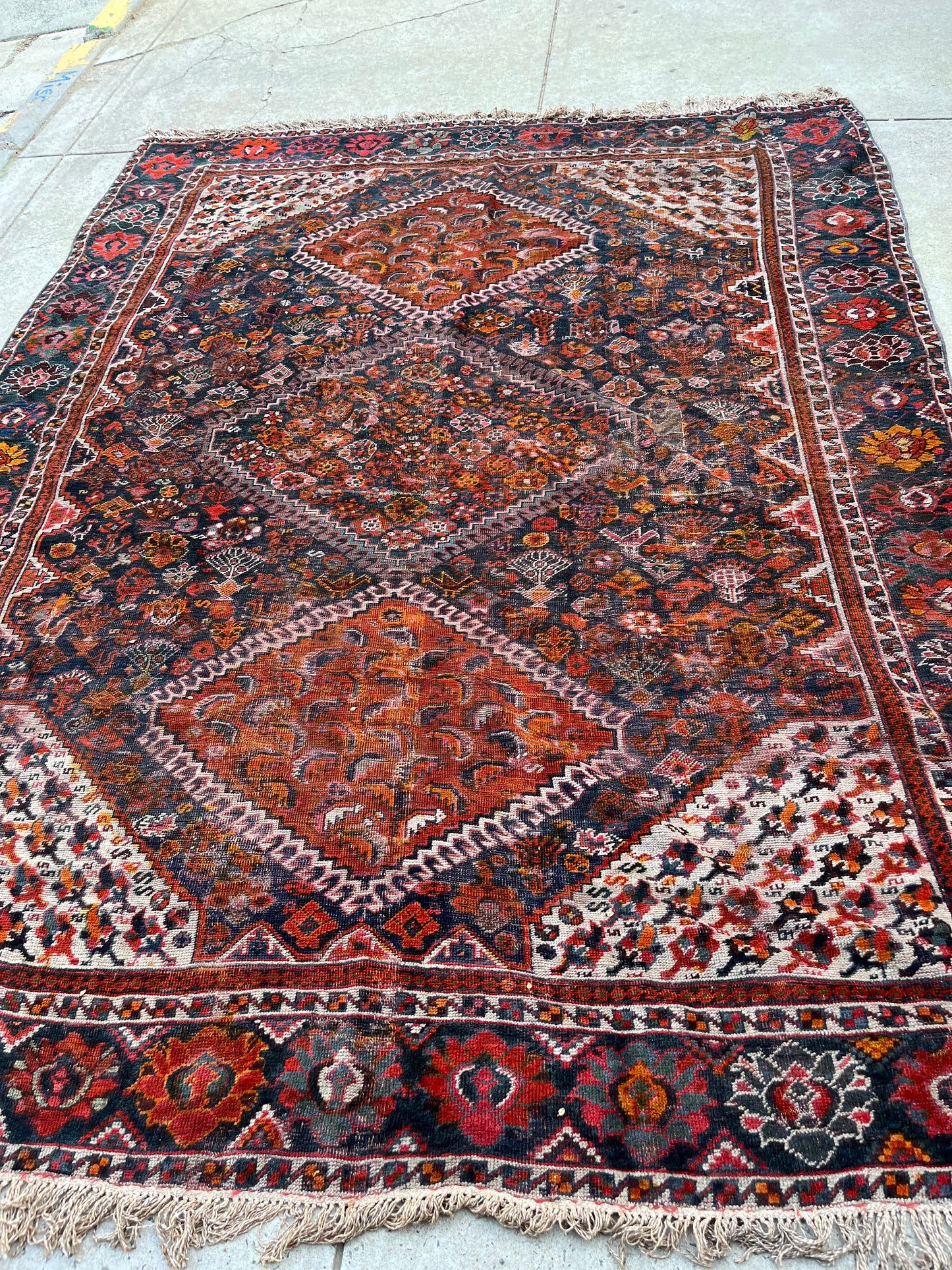 Antique Qashqai Tribal Rug 10 x 12