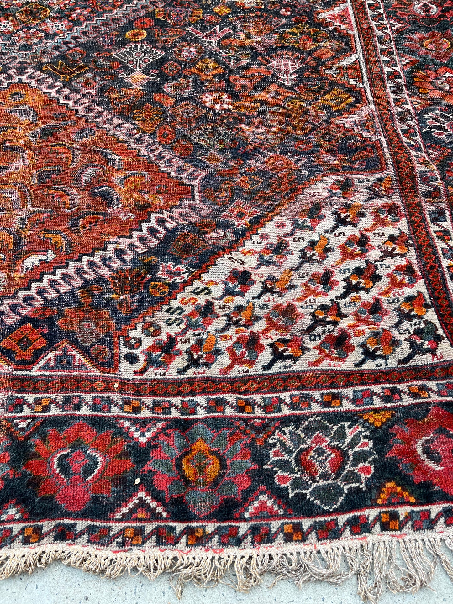 Antique Qashqai Tribal Rug 10 x 12
