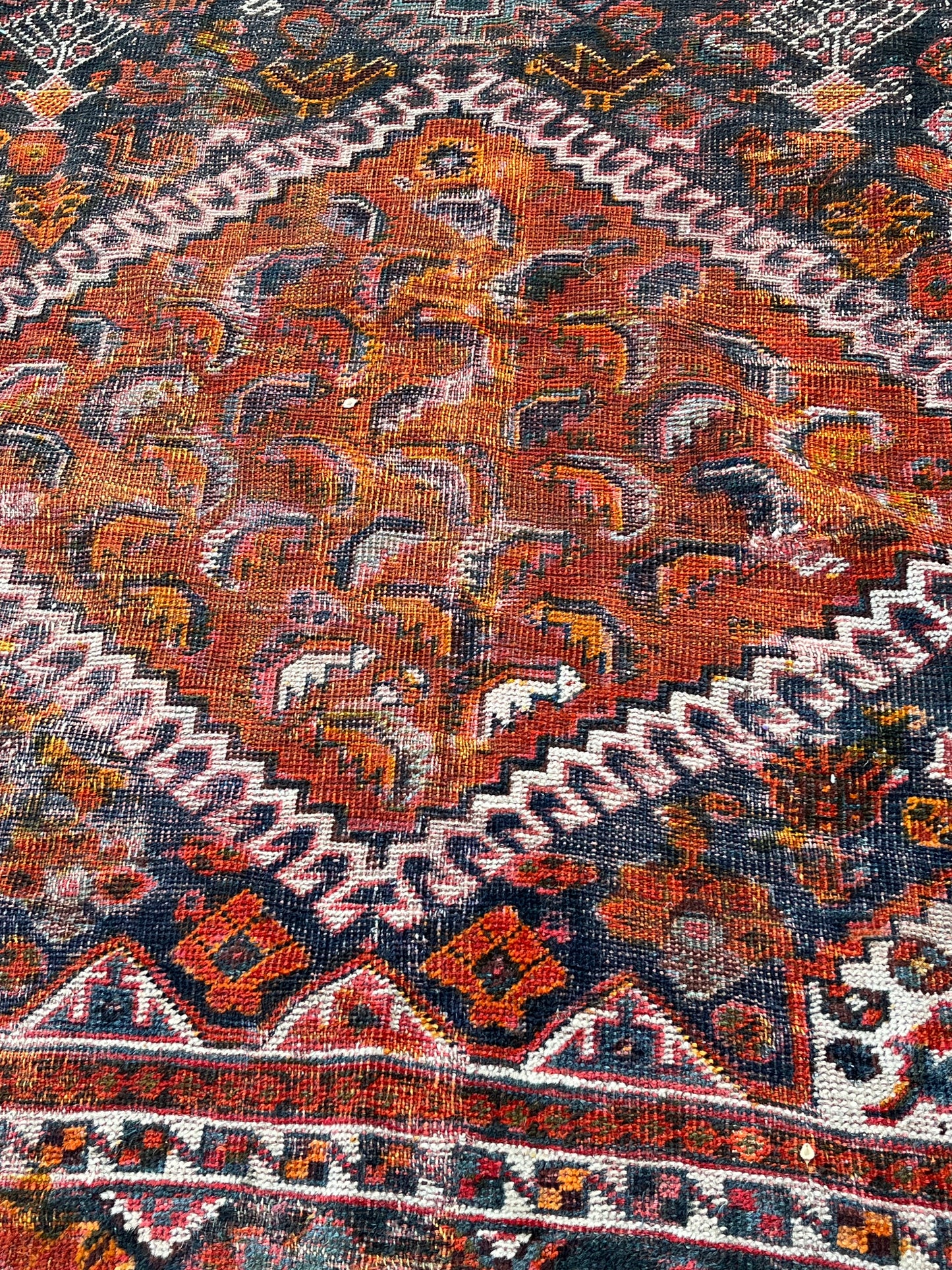 Antique Qashqai Tribal Rug 10 x 12