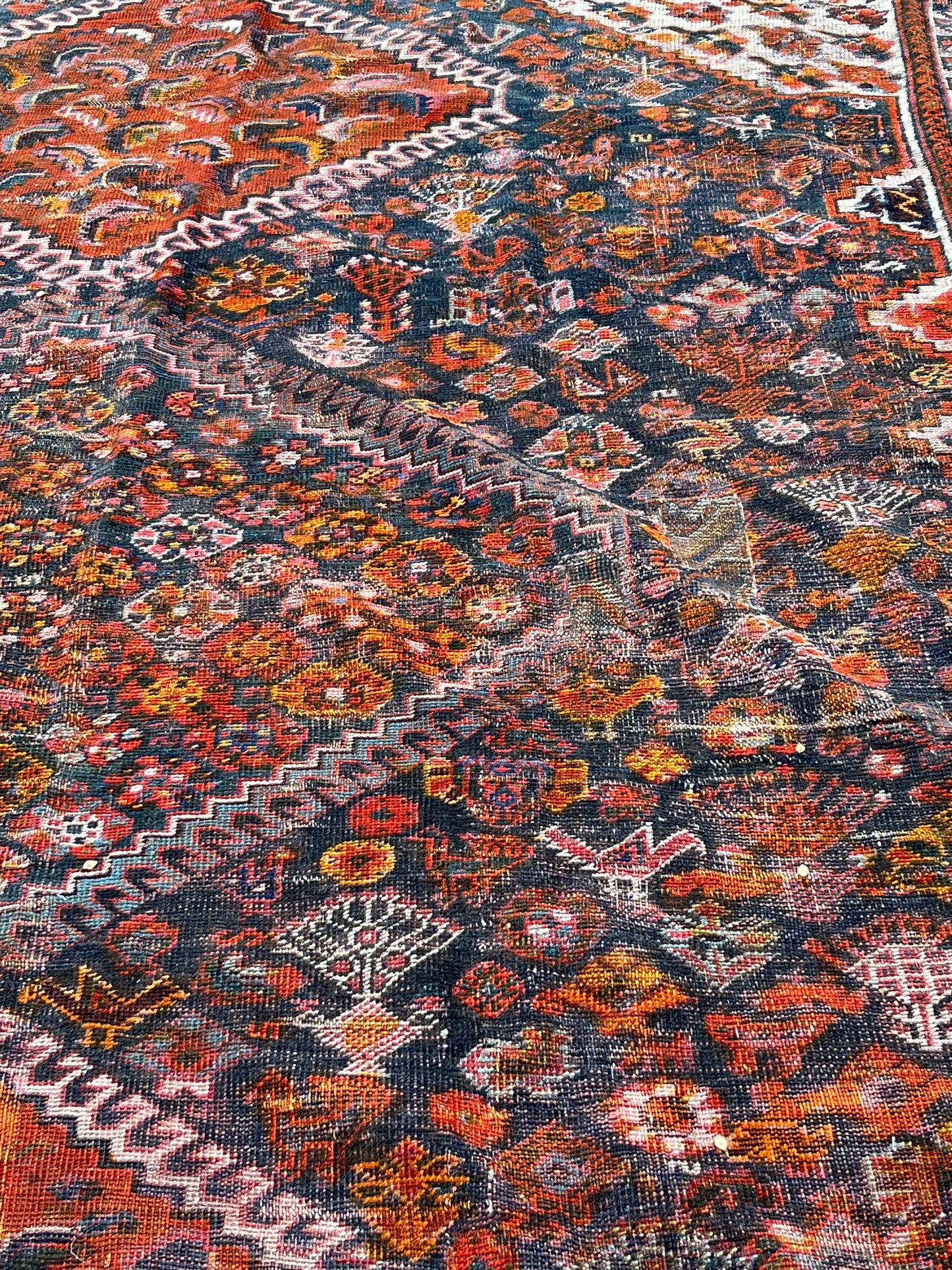 Antique Qashqai Tribal Rug 10 x 12